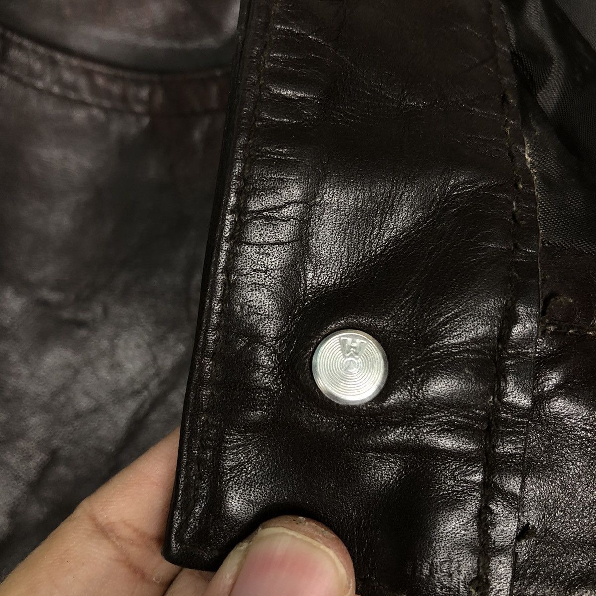 Genuine Leather 🔥Rich Brown Leather Biker Jacket Gap Inspire Issey Miyake Size US 30 / EU 46 - 13 Thumbnail