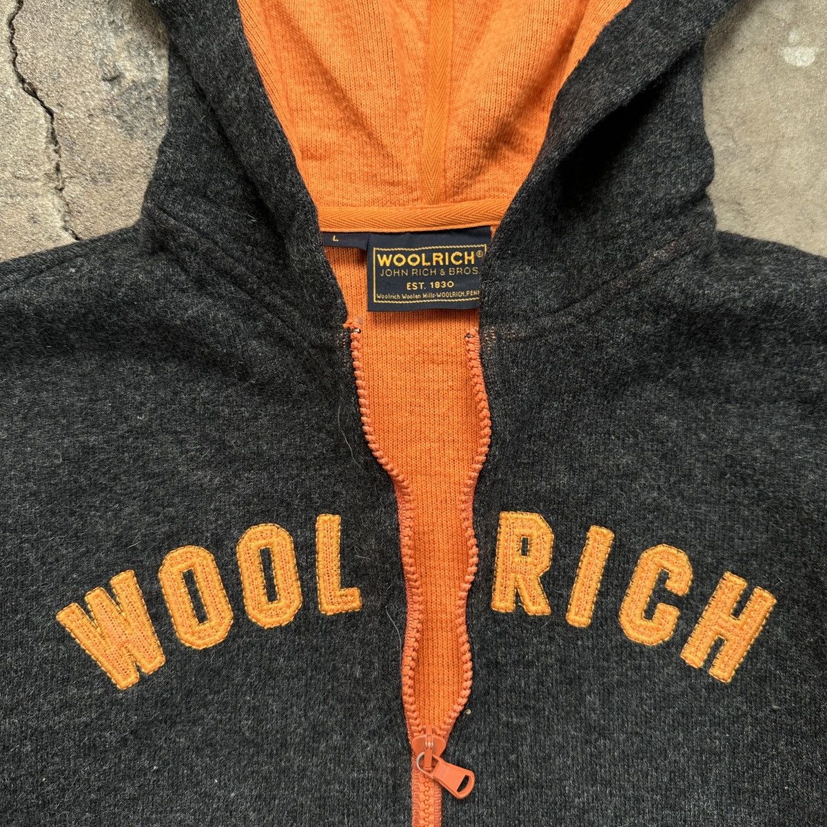 Vintage × Woolrich Woolen Mills Woolrich Wool Zip Hoodie Size L / US 10 / IT 46 - 7 Thumbnail