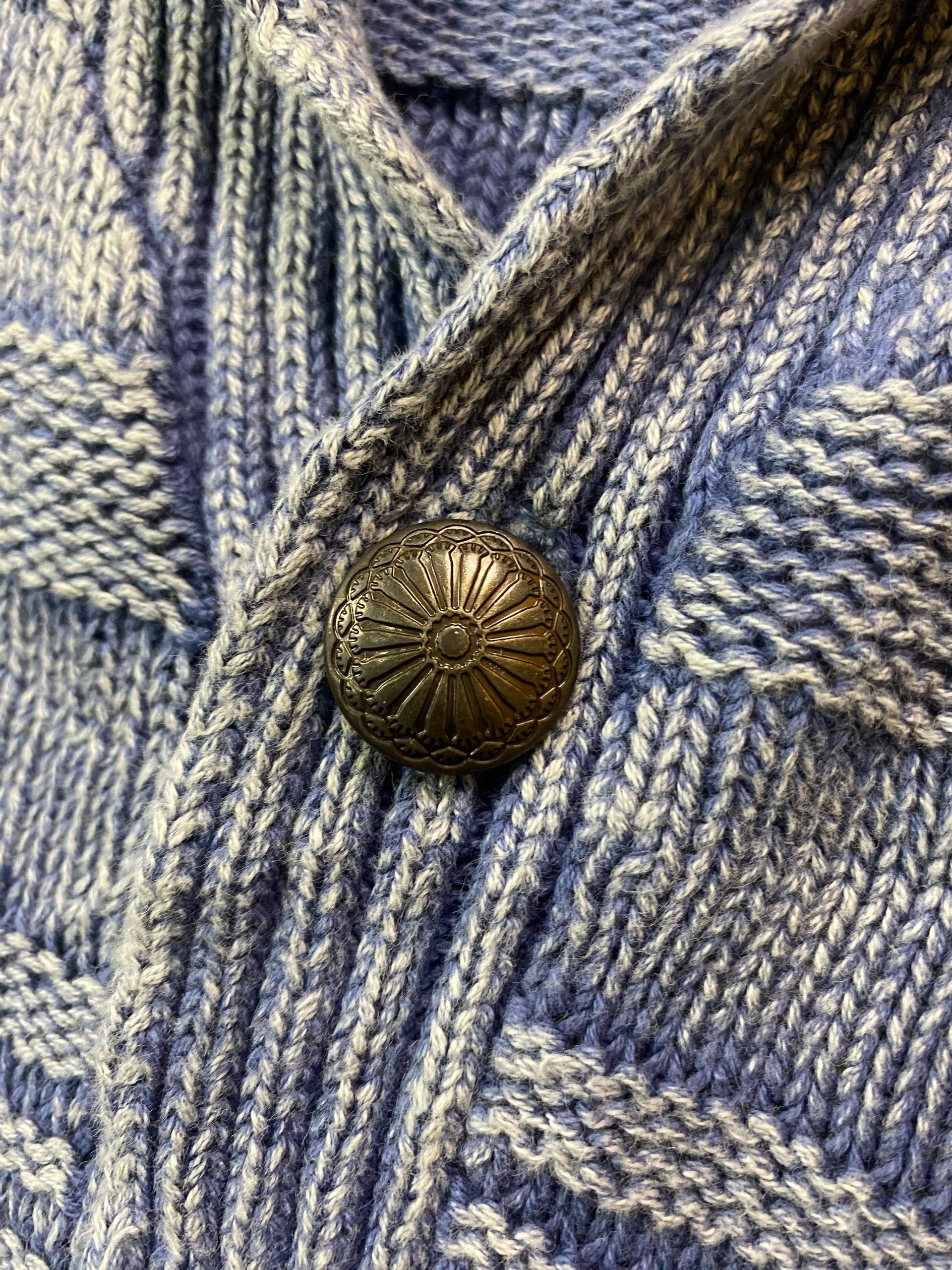Japanese Brand Oilcake Indigo Textured Knit Shawl Collar Sweater Cardigan Size US M / EU 48-50 / 2 - 6 Thumbnail