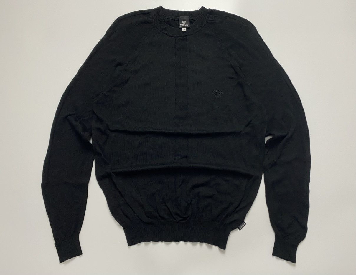Versace Jeans Couture Versace Jeans Couture Knitwear embroidery logo shirt black Size L / US 10 / IT 46 - 1 Thumbnail