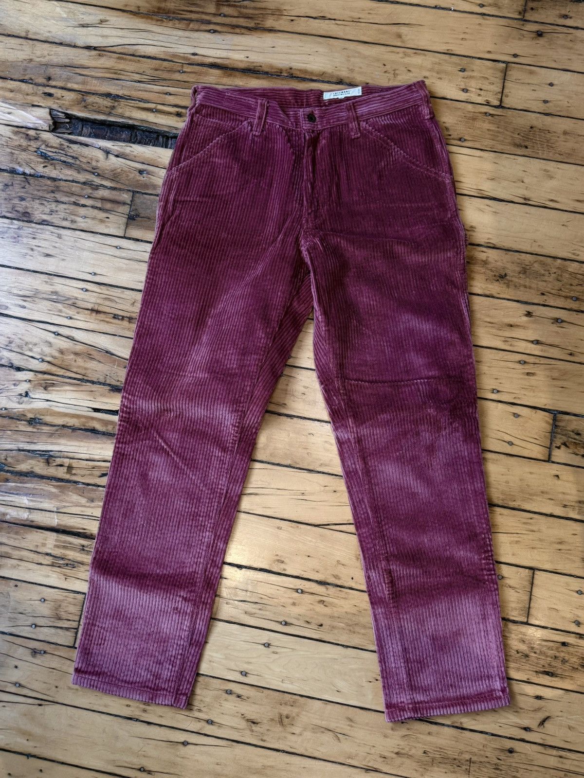 Freemans Sporting Club Pink Red Luxury Wide Corduroy Duca Visconti Painter Pant Size US 33 - 1 Thumbnail
