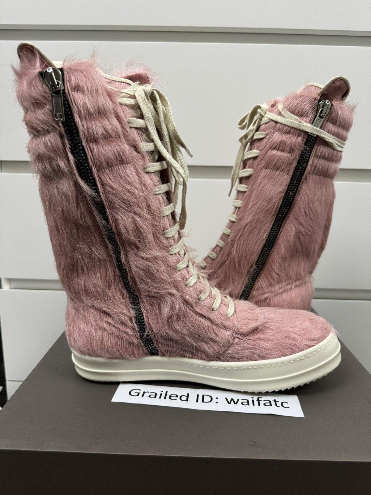 Rick Owens RICK OWENS LEATHER PONY PINK MILK CARGOBASKETS Size US 9 / EU 42 - 5 Thumbnail