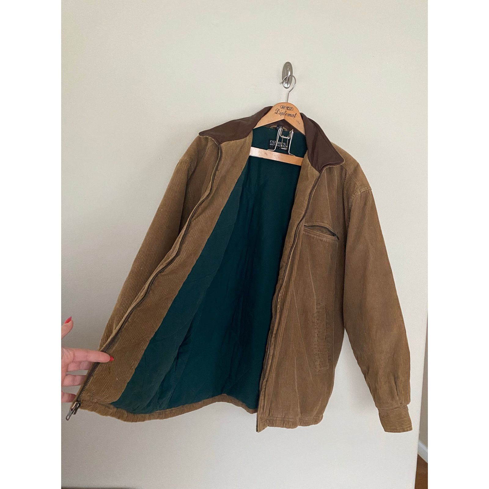 Other Vtg corduroy zip insulated coat leather collar L warm trendy Size US L / EU 52-54 / 3 - 2 Thumbnail