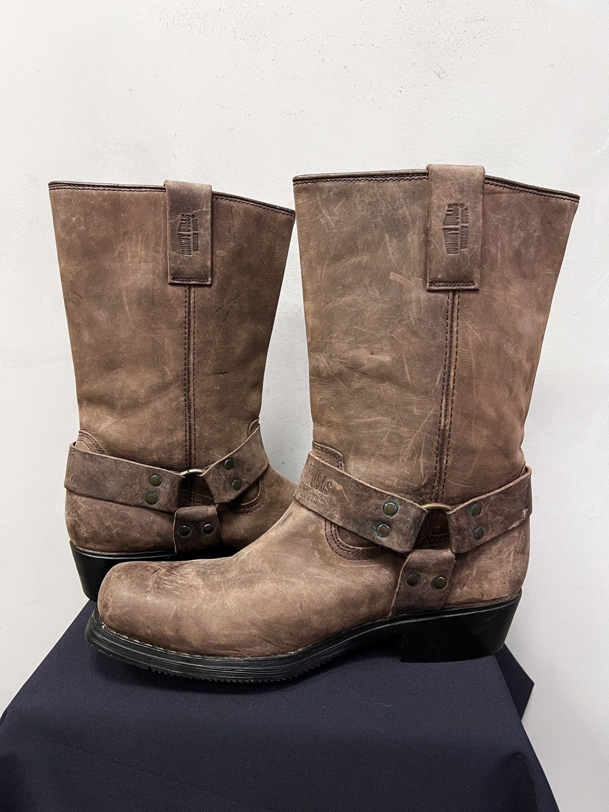 Western Rise 90s western cowboy brown leather boots harley davidson style Size US 11 / EU 44 - 10 Thumbnail
