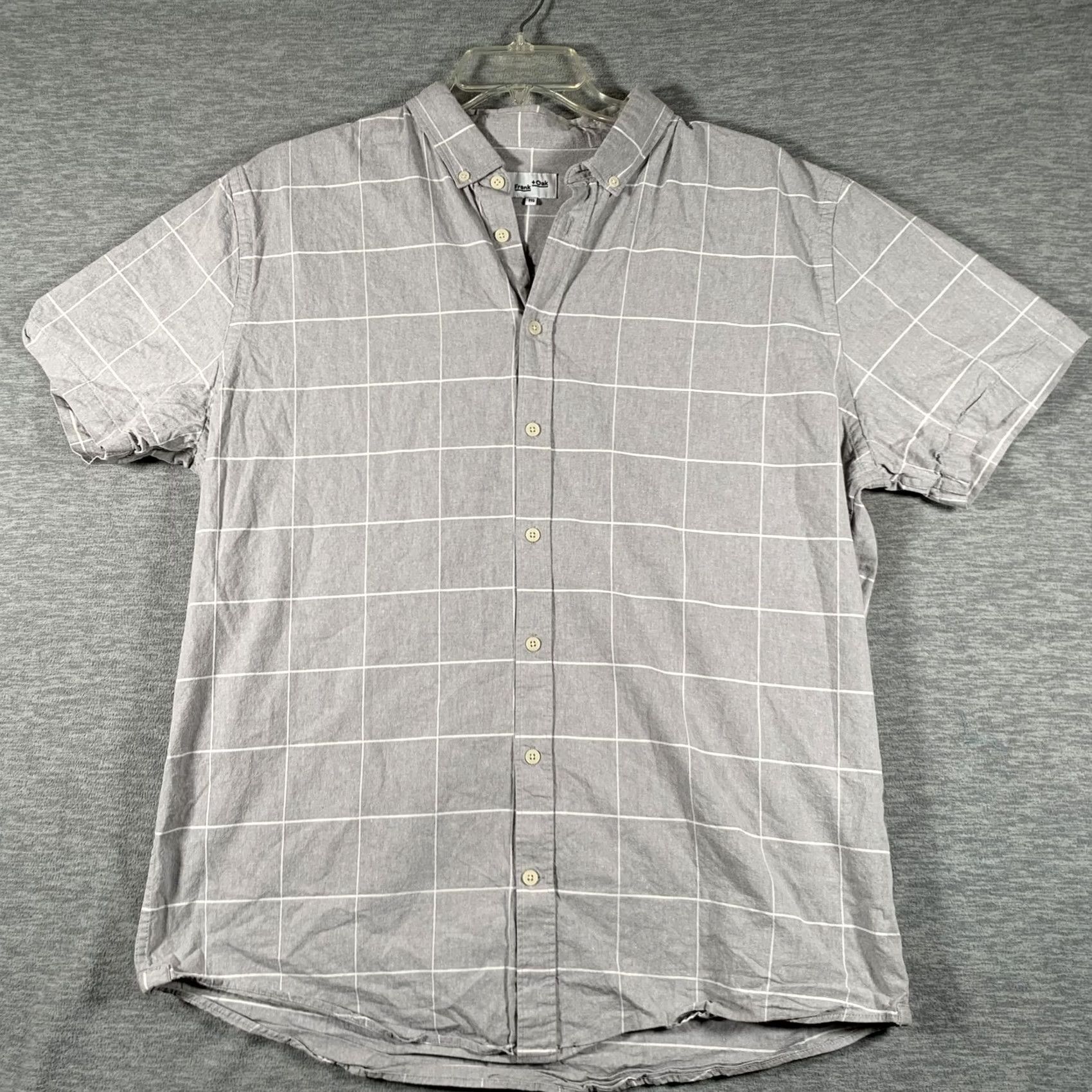 Vintage Frank + Oak Shirt Mens 2XL Gray Check Short Sleeve Button Front Casual Size US XXL / EU 58 / 5 - 2 Thumbnail