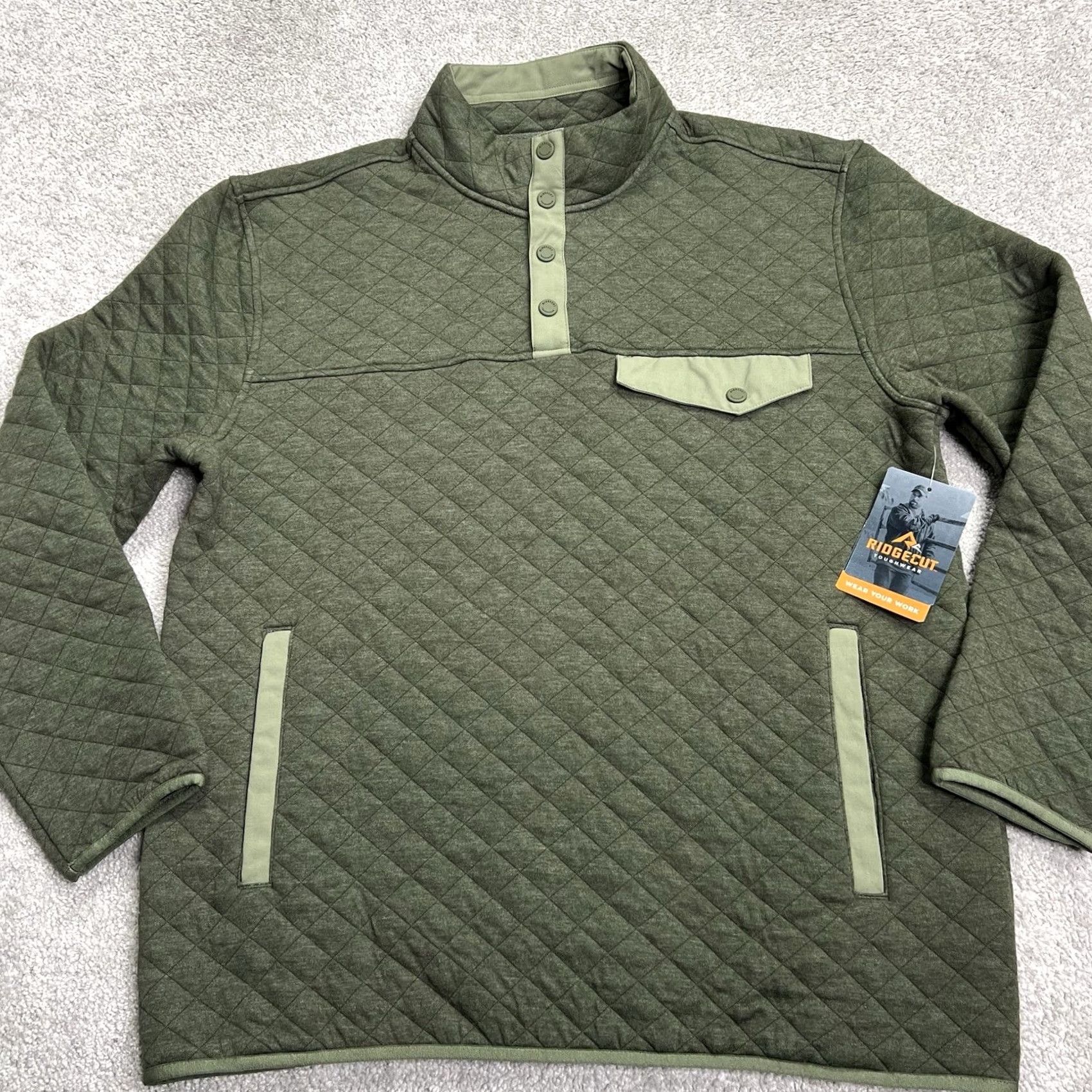 Orvis VINTAGE Ridgecut Toughwear Pullover Men’s LT Tall Green Quilted 1/4 Snap Sweater NWT Size US L / EU 52-54 / 3 - 2 Thumbnail