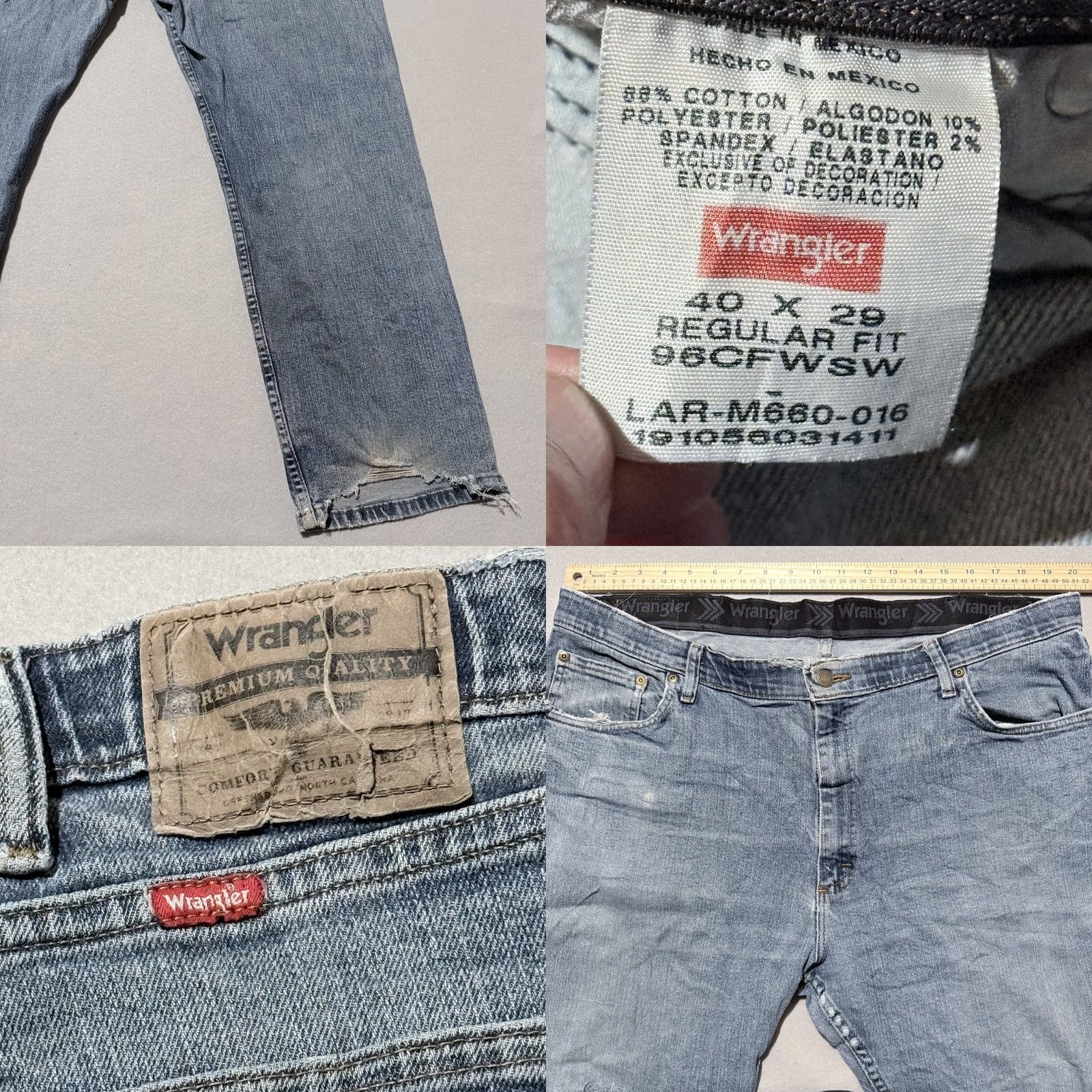 Wrangler Wrangler Jeans Men’s Blue Denim Stretch Pockets Mid Rise Hipster - 40x29 Jeans Size US 40 / EU 56 - 8 Thumbnail