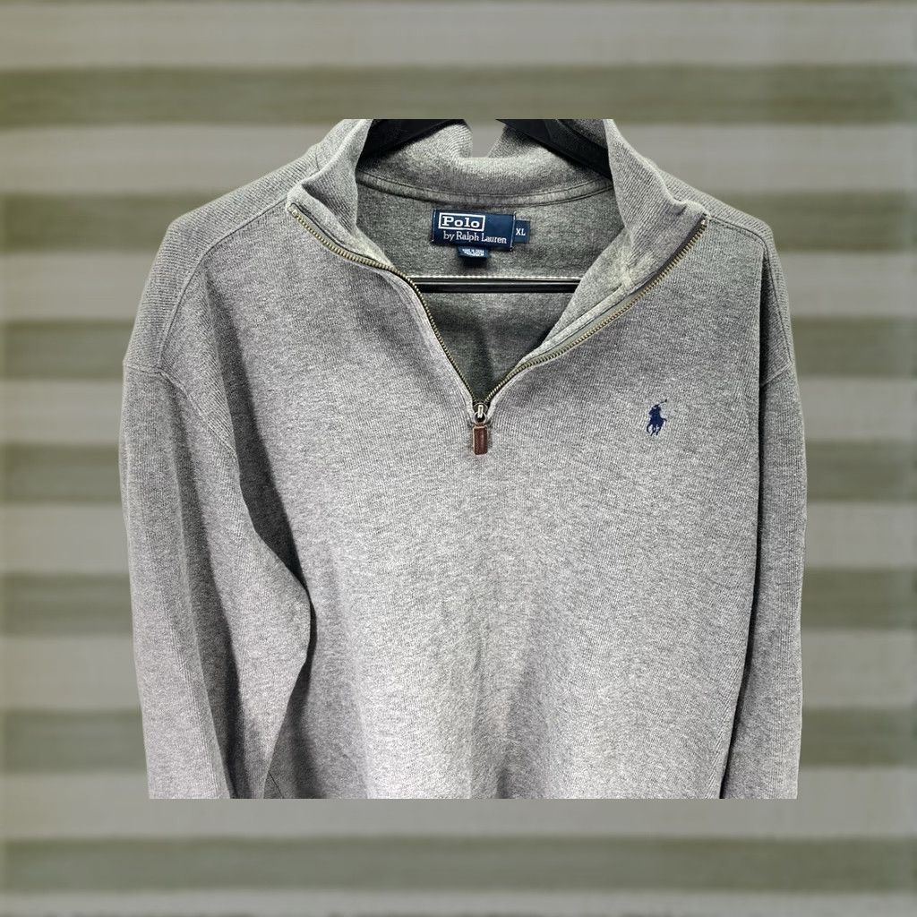 Ralph Lauren Polo Ralph Lauren Sweater Men XL Gray Pullover 1/4 Zip Long Sleeve Heavy Cotton Size US XL / EU 56 / 4 - 1 Thumbnail