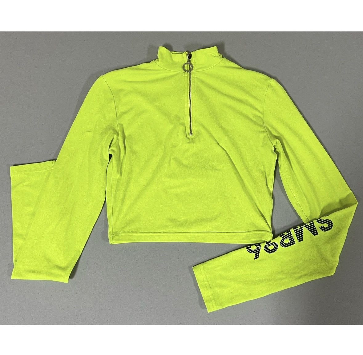 Somar Neon Lime Green Quarter-Zip Long Sleeve Top Tee T-Shirt XS 💚 Size XS / US 0-2 / IT 36-38 - 1 Thumbnail