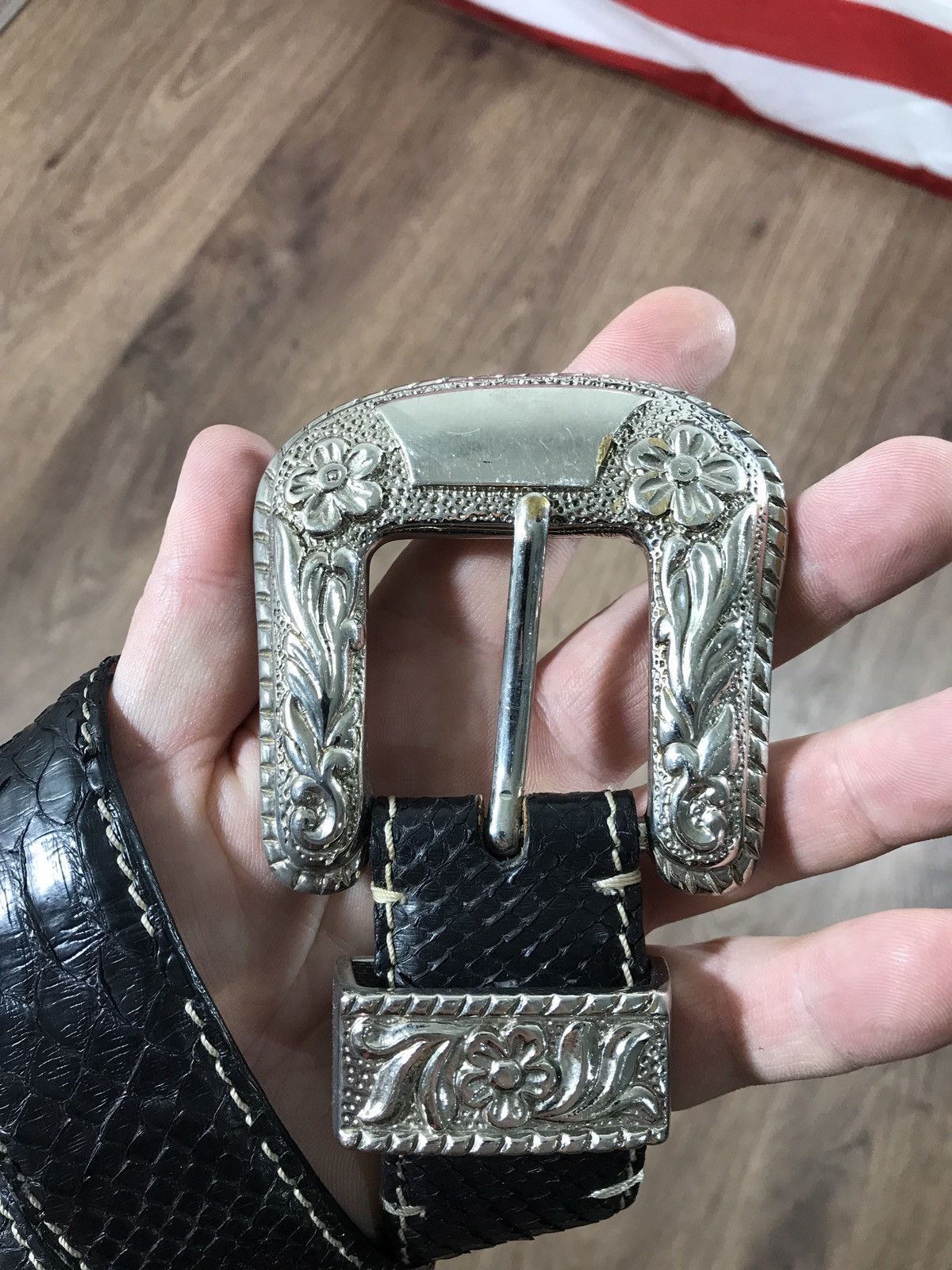 Leather Vintage RH Milano Python Leather Belt BB Simon Style Size ONE SIZE - 2 Thumbnail