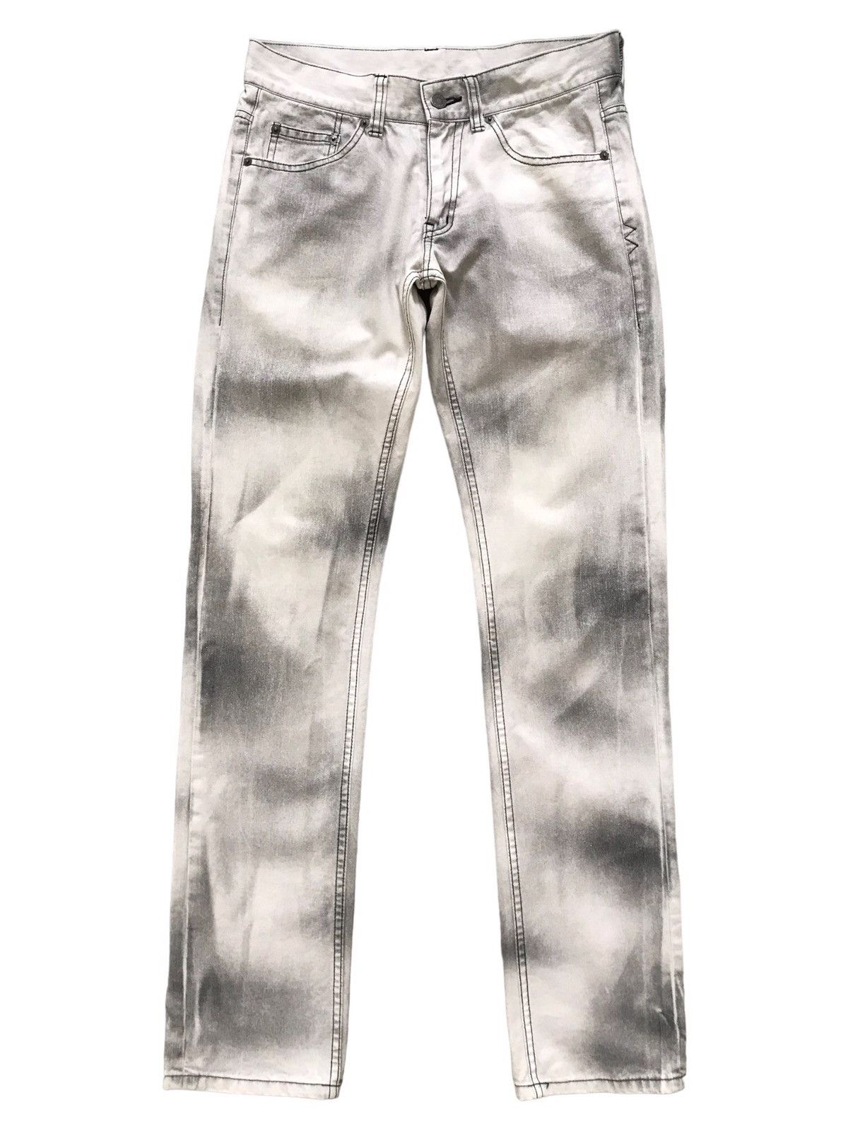image of If Six Was Nine x Seditionaries Wwl World Wide Love! Black Painted White Denim Jeans (Size 30)