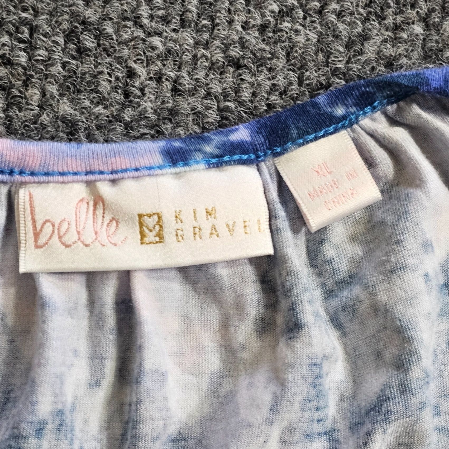 Vintage Belle Kim Gravel Top Women XL Blue Purple Striped Round Neck 3/4 Sleeve Casual ShirtWomen XL Purple Striped Round Neck 3/4 Sleeve Belle Kim Gravel Top Size XL / US 12-14 / IT 48-50 - 3 Thumbnail