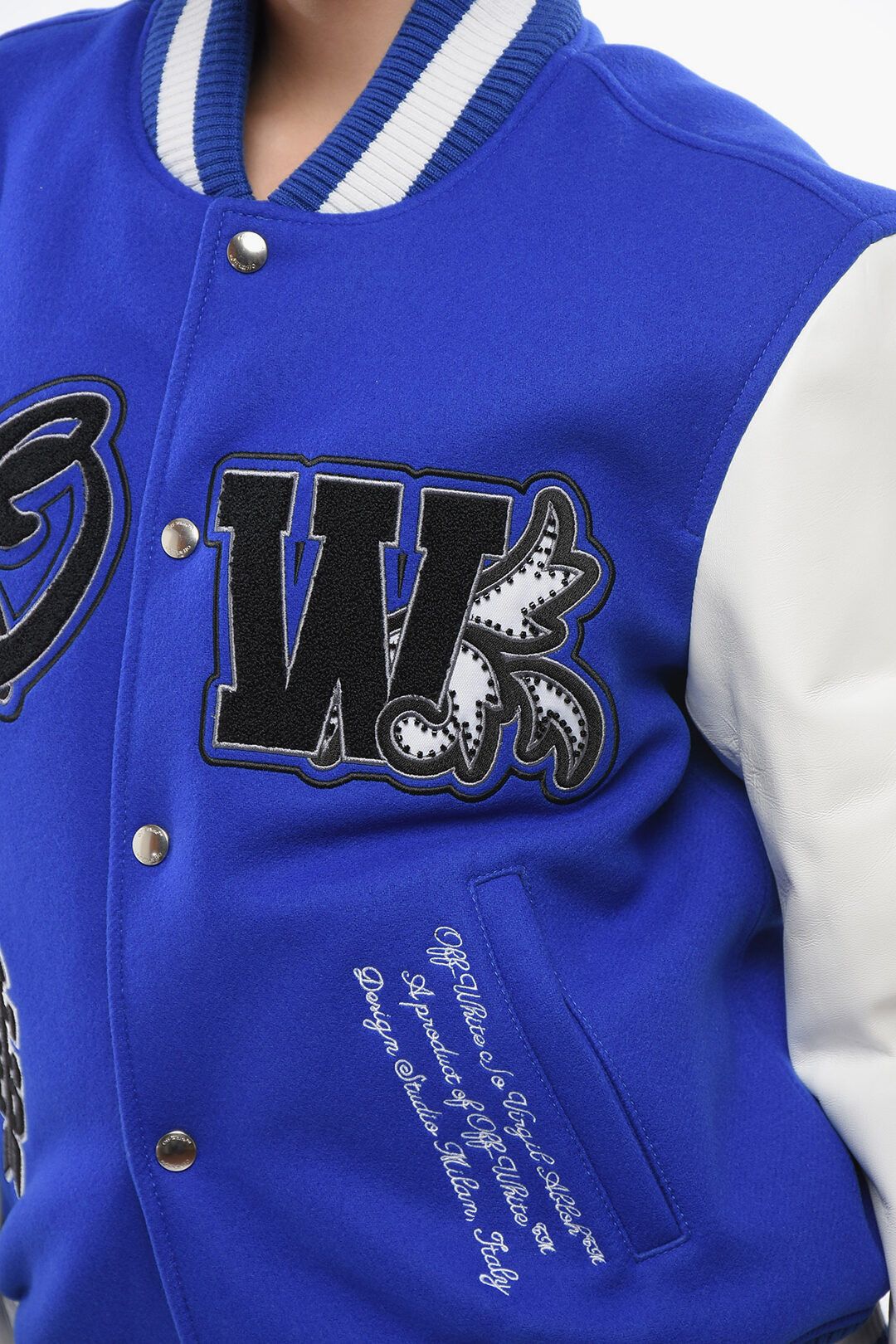 Off-White og1mm1125 Padded Royal Bomber Jacket in Blue/White Size S / US 4 / IT 40 - 3 Thumbnail