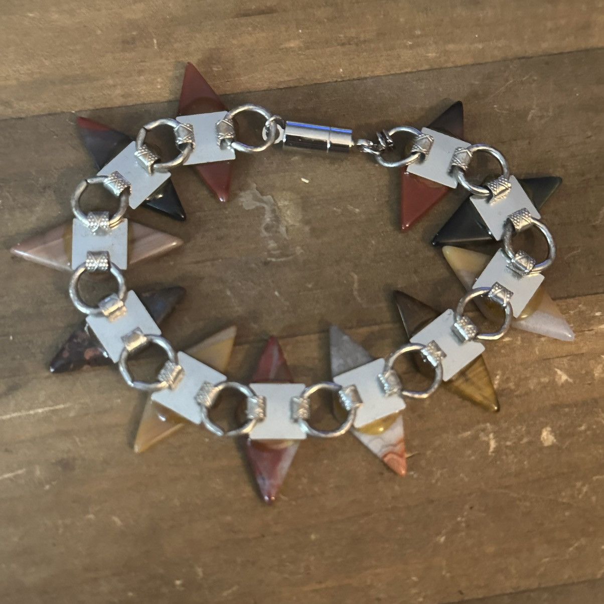 Vintage Vintage polished agate kite shape link bracelet Size ONE SIZE - 7 Thumbnail