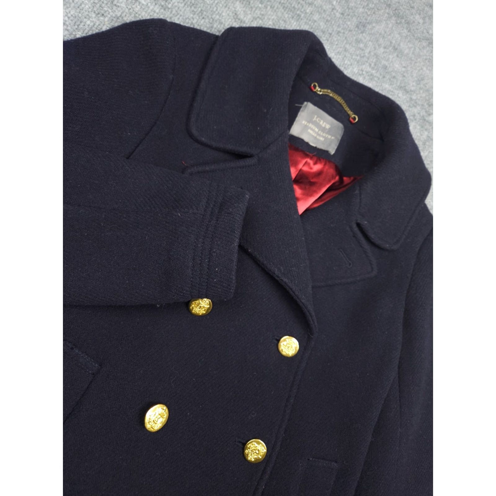 J.Crew J.CREW Stadium Cloth Pea Coat Womens 4 Navy Wool Double Breasted Size S / US 4 / IT 40 - 2 Thumbnail