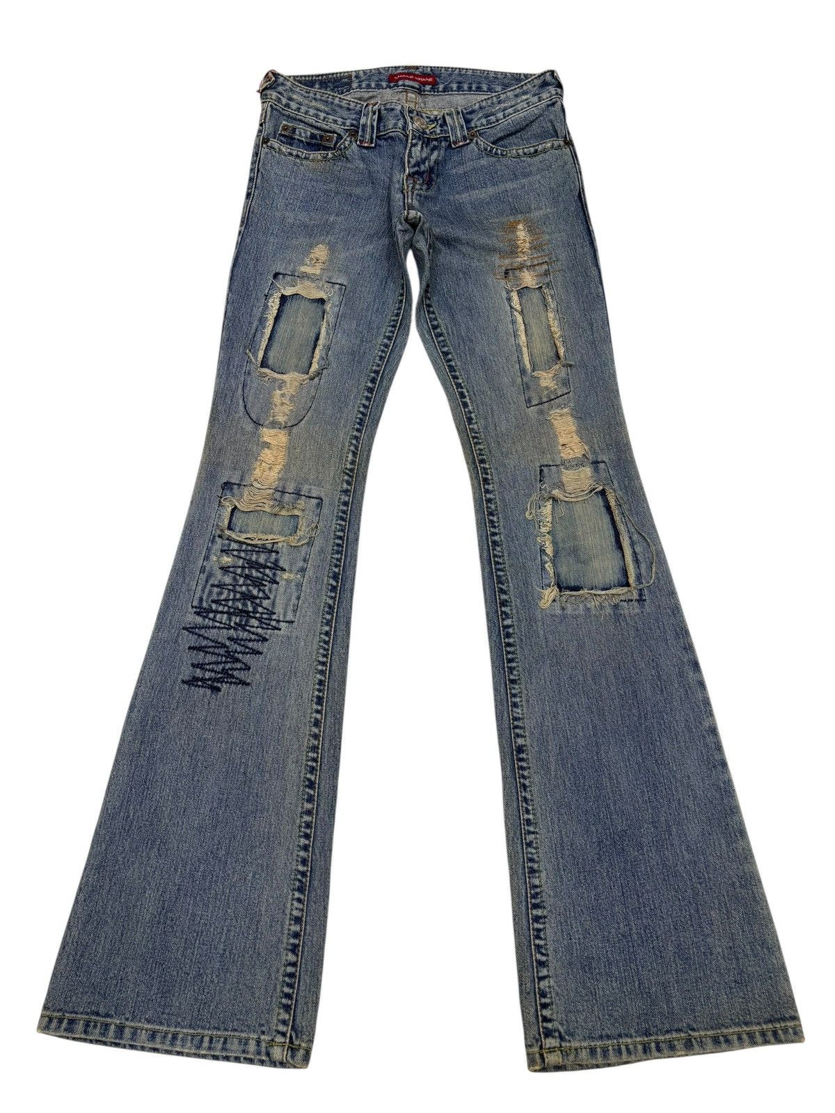If Six Was Nine Flare Jeans Japanese Shake Shake Mud Wash Distressed Denim Size 26" / US 2 / IT 38 - 1 Thumbnail