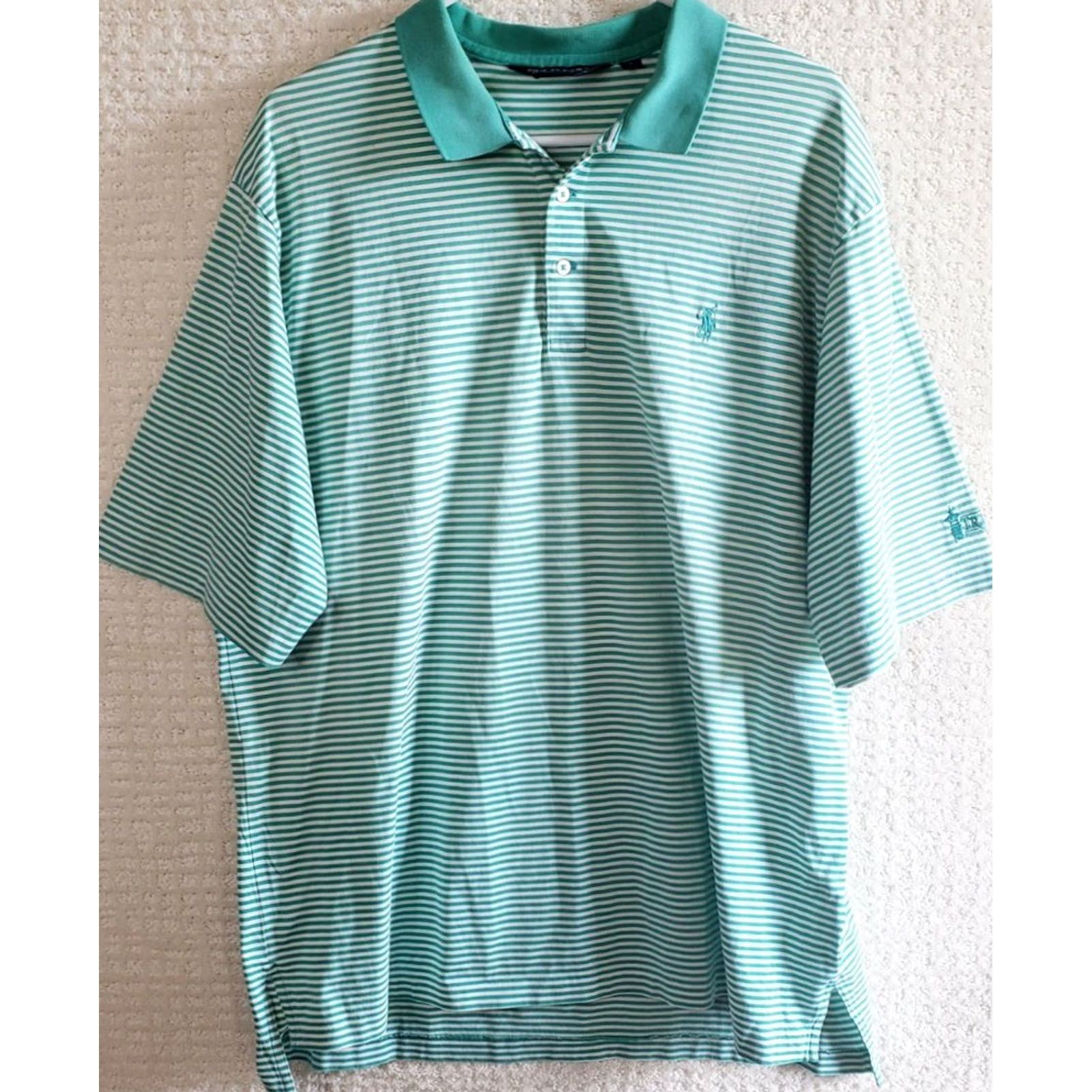 Vintage Polo Golf Polo Shirt L Green Stripe Short Sleeve Pima Cotton Mens Classic Fit Size US L / EU 52-54 / 3 - 2 Thumbnail
