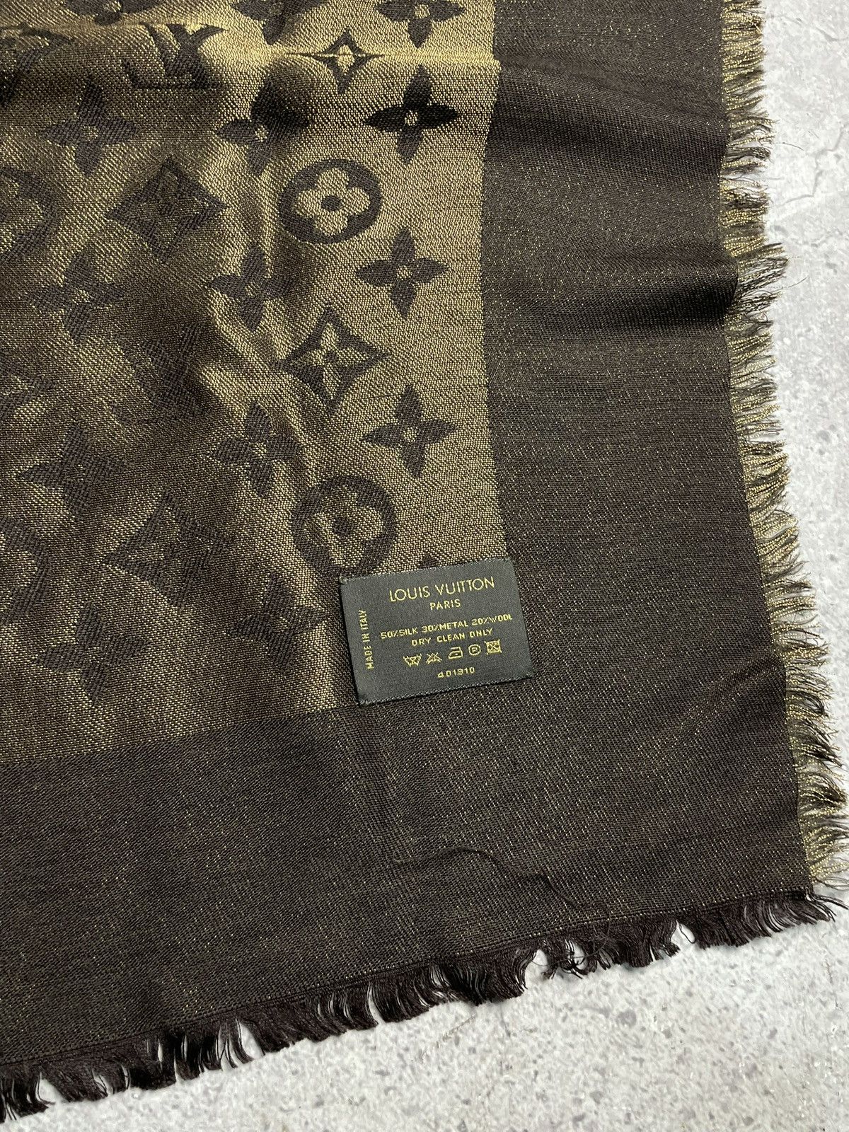 Louis Vuitton Louis Vuitton Brown and Gold Wool scarf Size ONE SIZE - 5 Thumbnail
