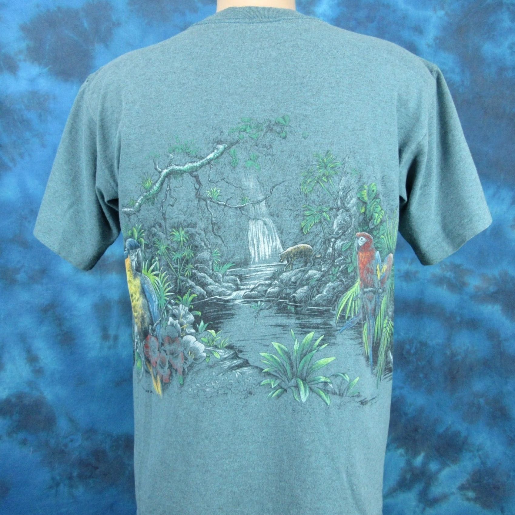 Vintage vintage 90s KEY WEST FLORIDA MACAW PARROT ALL-OVER PRINT T-Shirt MEDIUM beach Size US M / EU 48-50 / 2 - 5 Thumbnail