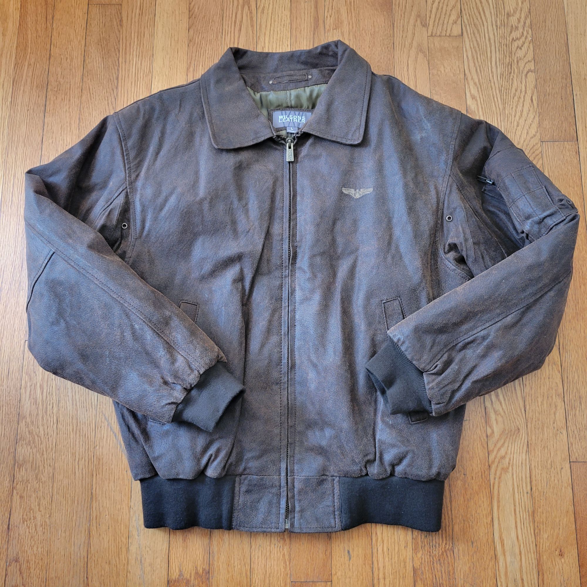 Wilsons Leather Brown Bomber Jacket L Aviator Gorpcore Class