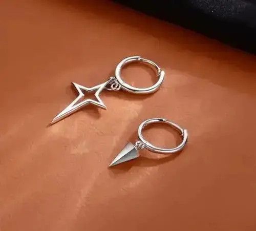 Jewelry Star Set Earrings 1Pairs in Silver, Men's