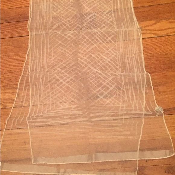 Vintage Vintage White Transparent Long Scarf Size ONE SIZE - 1 Thumbnail