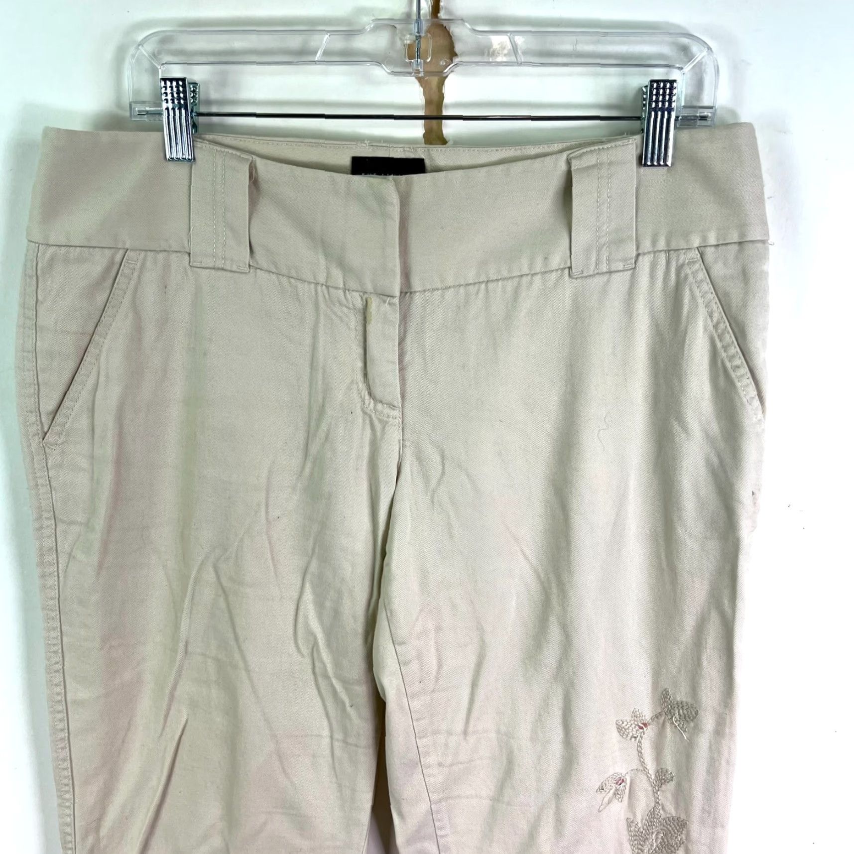 Vintage VINTAGE The Limited Drew Fit Wide Leg Pants Women's Regular 8 Beige Floral Embroidered 34x32 90s City Preppy Mens/Womens Size 30" / US 8 / IT 44 - 2 Thumbnail
