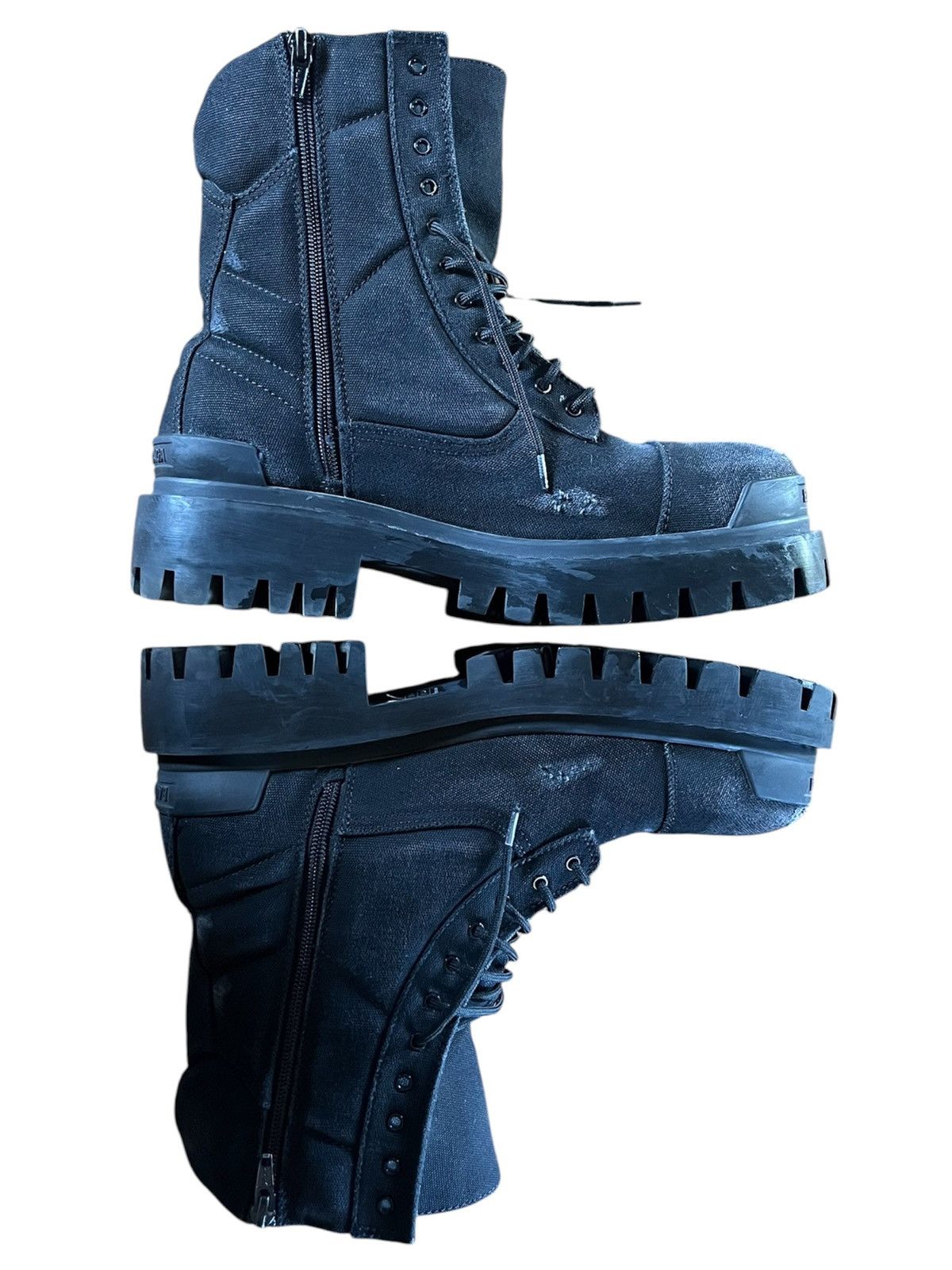 Balenciaga Balenciaga Black Canvas Distressed Combat Strike Boots Size US 9 / EU 42 - 7 Thumbnail