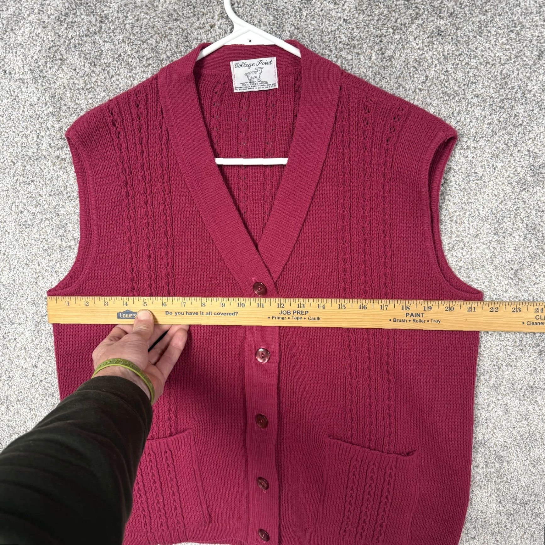 Pinko VINTAGE College Point Vest Shirt Women L Pink 80s 90s Preppy Knit Sleeveless V-Neck Pockets Size L / US 10 / IT 46 - 3 Thumbnail