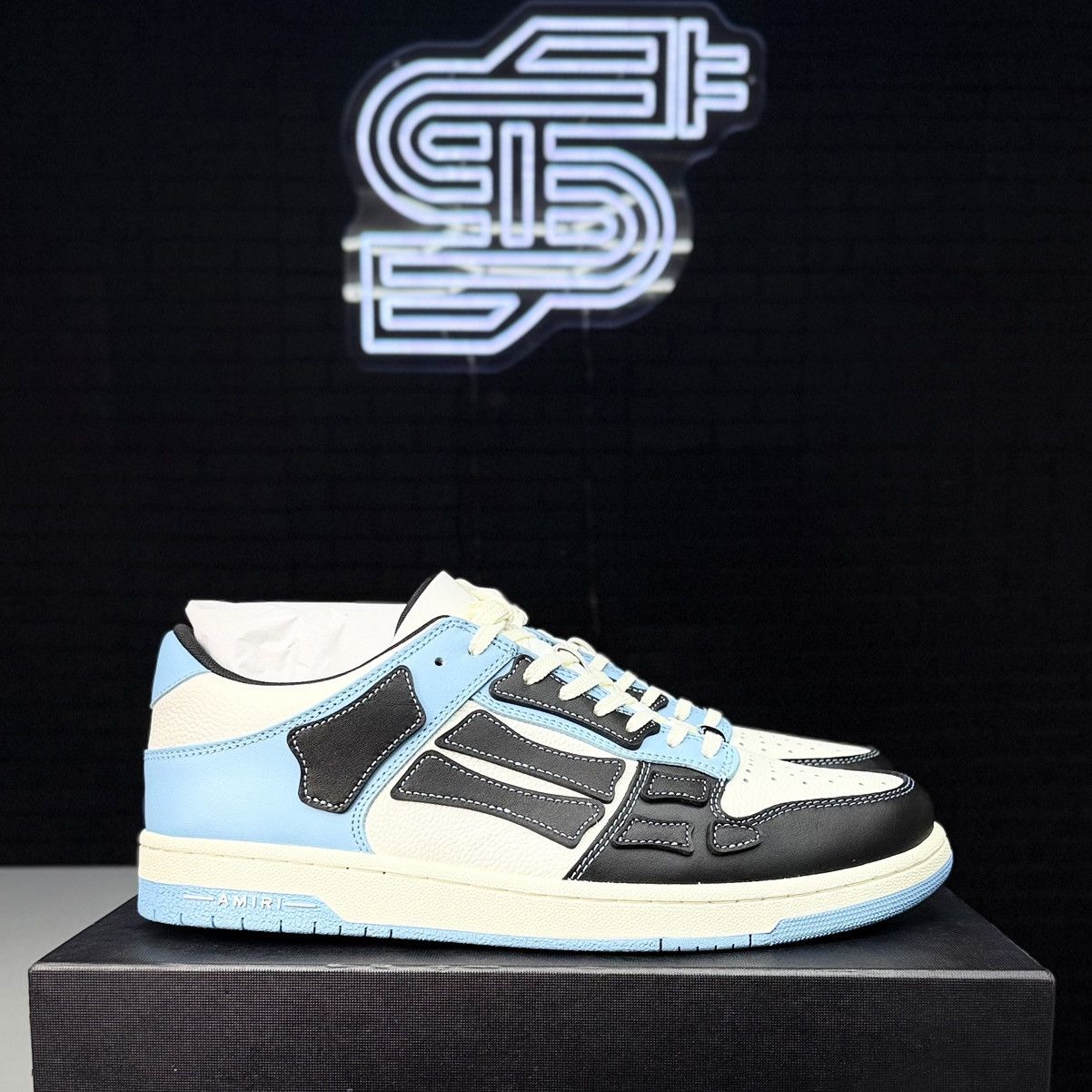 Amiri Amiri Skel-Top Low Blue/Black/White Size US 13 / EU 46 - 2 Thumbnail