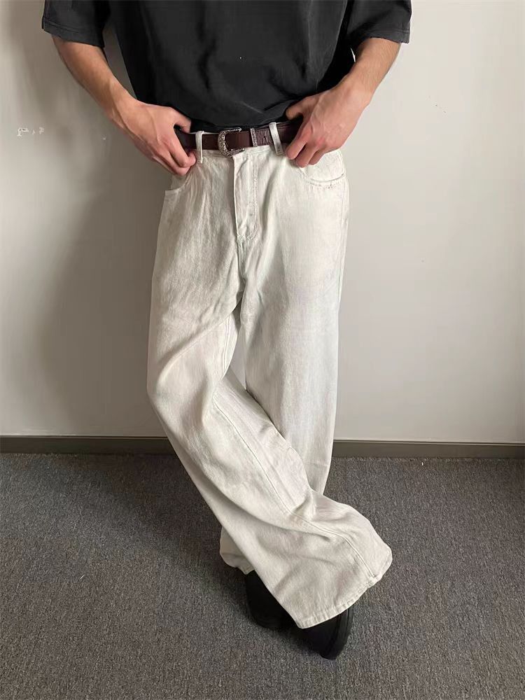 Designer × Jean × Vintage Vintage Washed Dirty White Tie-Dye Relaxed Jeans Size US 34 / EU 50 - 4 Thumbnail