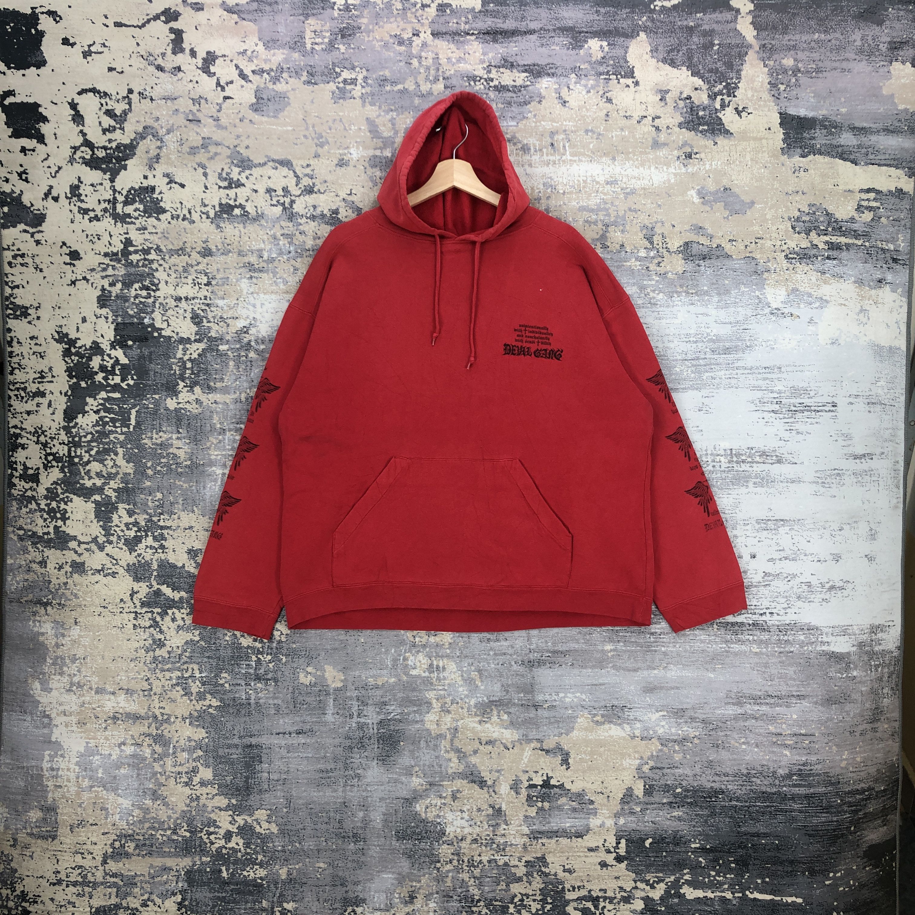 Japanese Brand × Vintage Vintage Y2K Devil Gang Hoodie Sweater Hip Hop Sweatshirt Size US XXL / EU 58 / 5 - 2 Thumbnail
