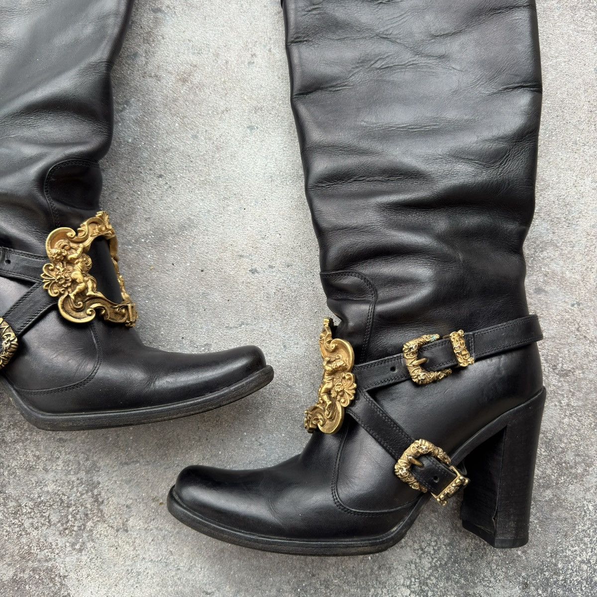 Dolce & Gabbana Dolce & Gabbana Black Leather Heels Boots Size US 6 / IT 36 - 6 Thumbnail