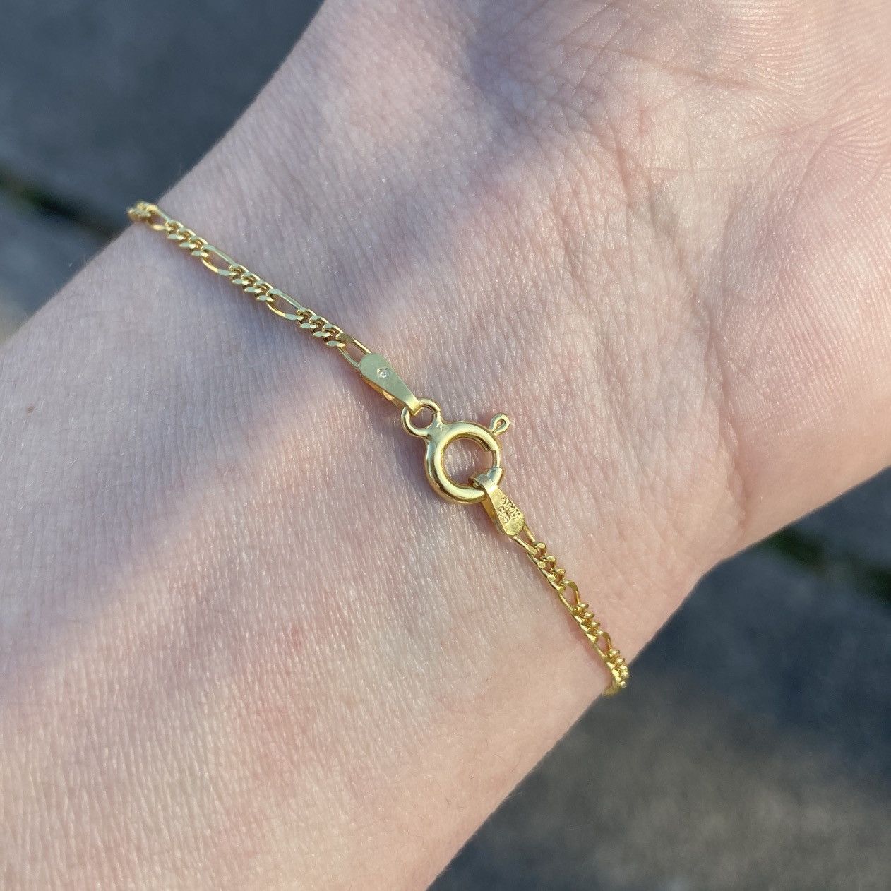 Other Gold Bracelet Men’s Women’s Vermeil Figaro 2mm 7in Size ONE SIZE - 2 Thumbnail