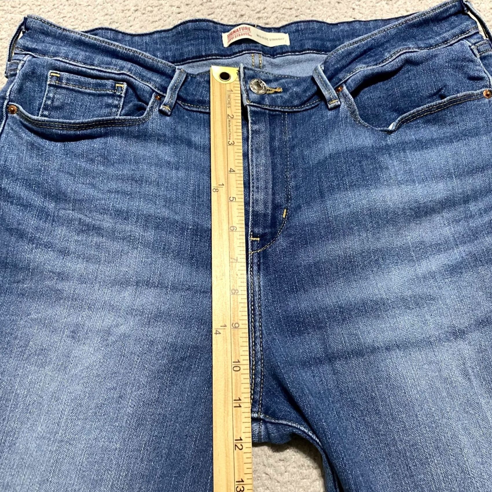 Levi's Levi's Signature Jeans Blue Denim Medium Wash 16 Regular 5-Pocket Straight Mid Rise Womens Jeans Size 38" / US 16 / IT 52 - 7 Thumbnail