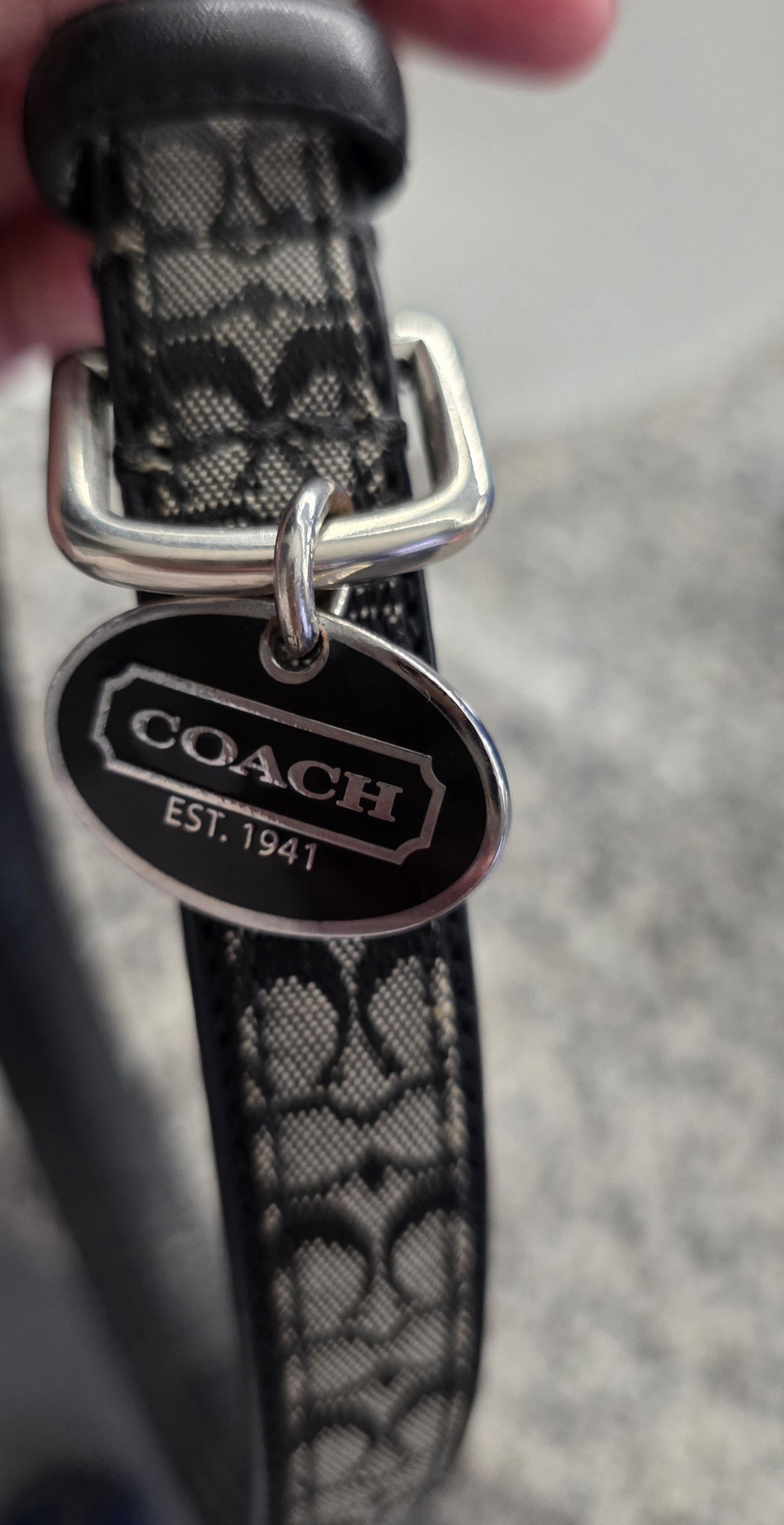 Coach Authentic Coach Signature Black Gray Logo Pet Collar 4003 M Size ONE SIZE - 6 Thumbnail