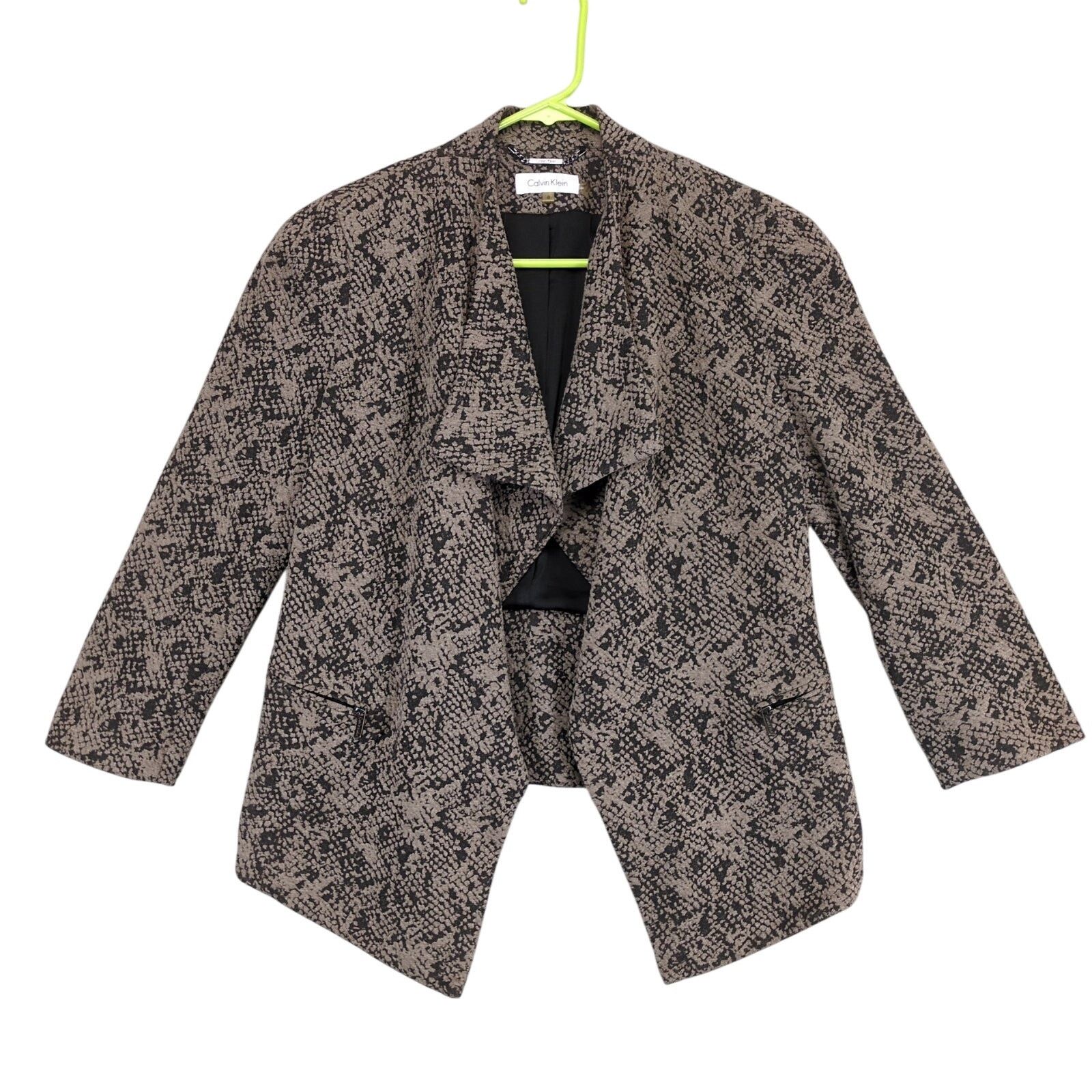 Calvin Klein Calvin Klein Brown Snakeskin Textured Open Blazer Jacket 8 Size M / US 6-8 / IT 42-44 - 1 Thumbnail