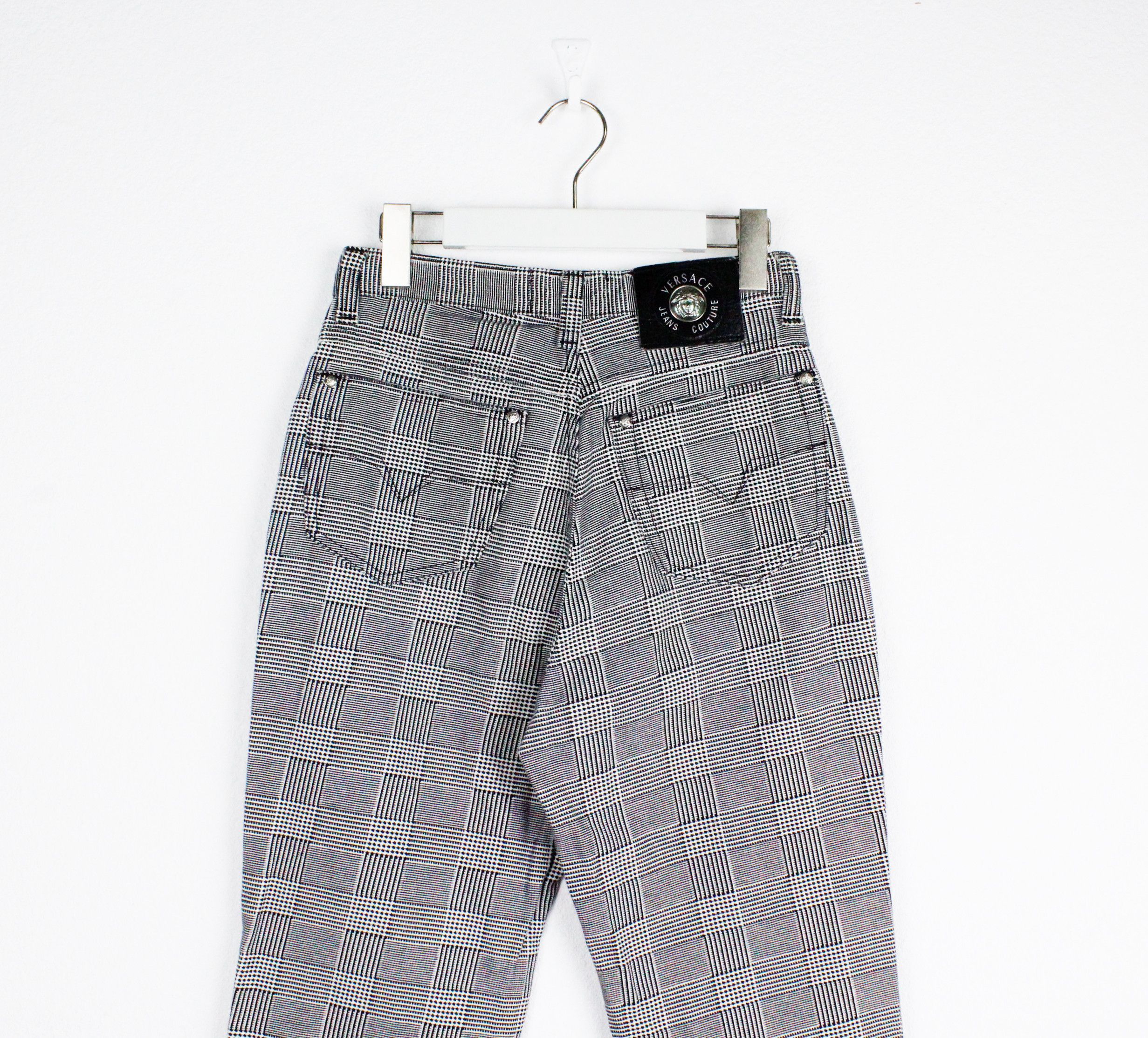 Versace Jeans Couture × Vintage Versace Jeans Couture Houndstooth Check Baroque Pants Size 29" - 5 Thumbnail