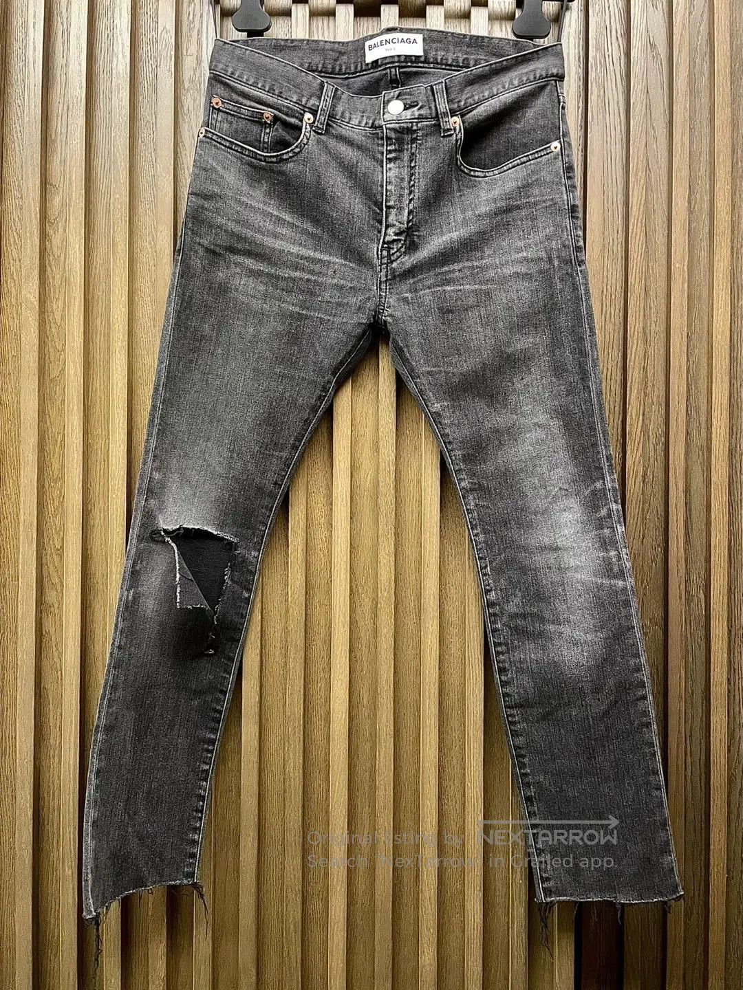 Balenciaga Gray Distressed Denim Jeans Size 30. Size US 30 / EU 46 - 1 Thumbnail