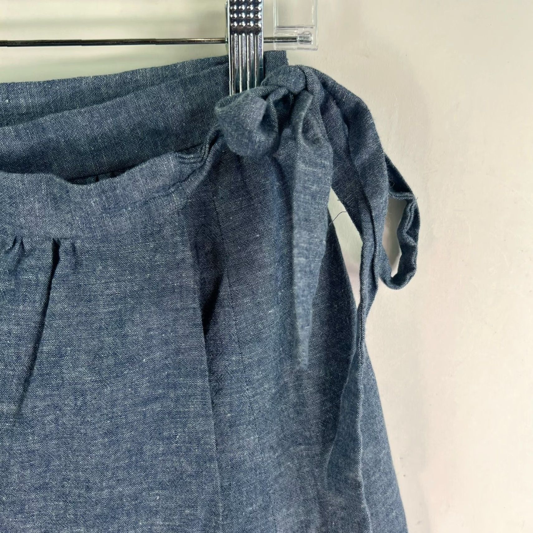 Denime VINTAGE Blue Denim Wrap Skirt Womens Size L Pleated High Rise Tie Midi 80s 90s American Size 36" / US 14 / IT 50 - 2 Thumbnail