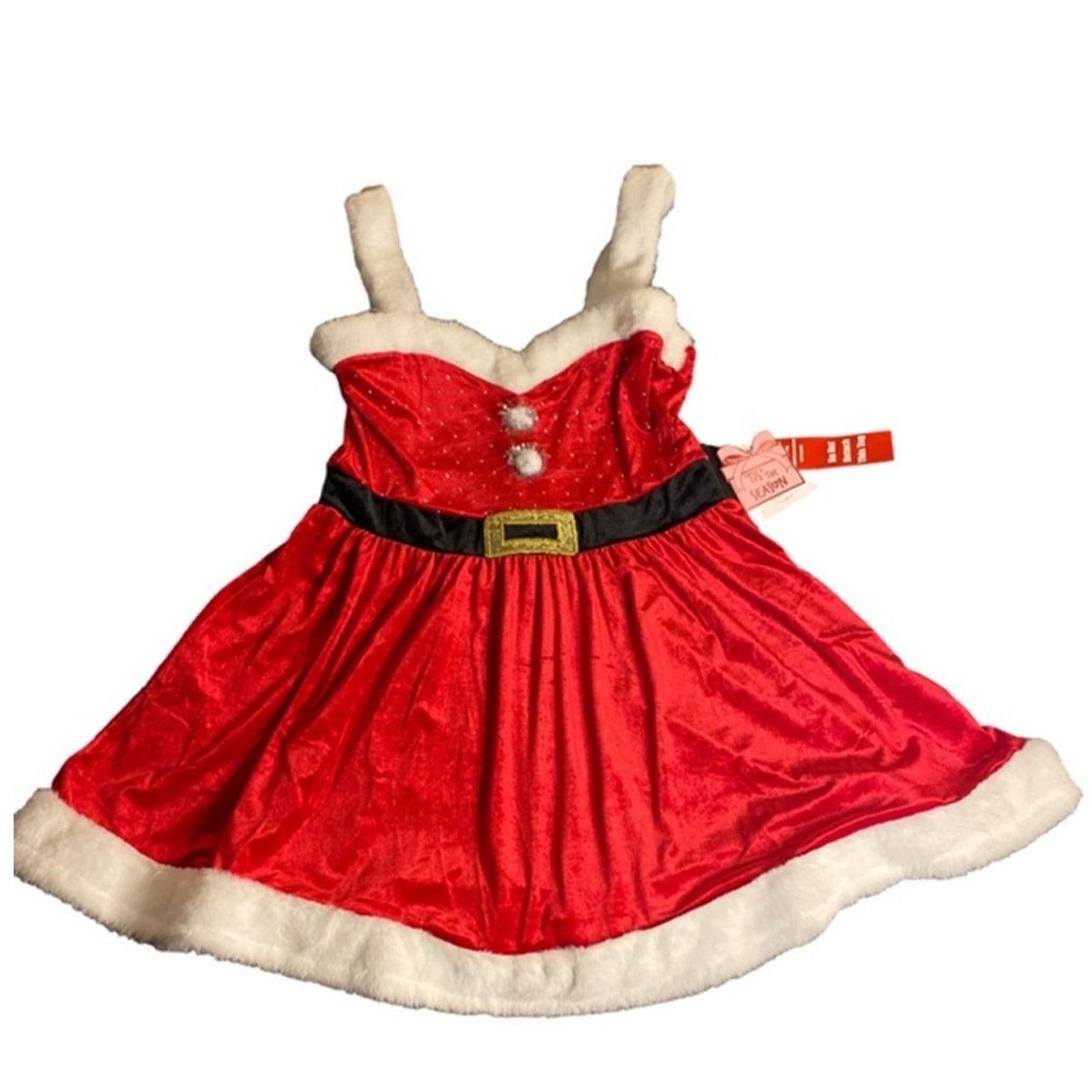 Other Santa Baby Christmas Velvet Faux Fur Holiday Dress Eyeshadow Size XL / US 12-14 / IT 48-50 - 2 Thumbnail