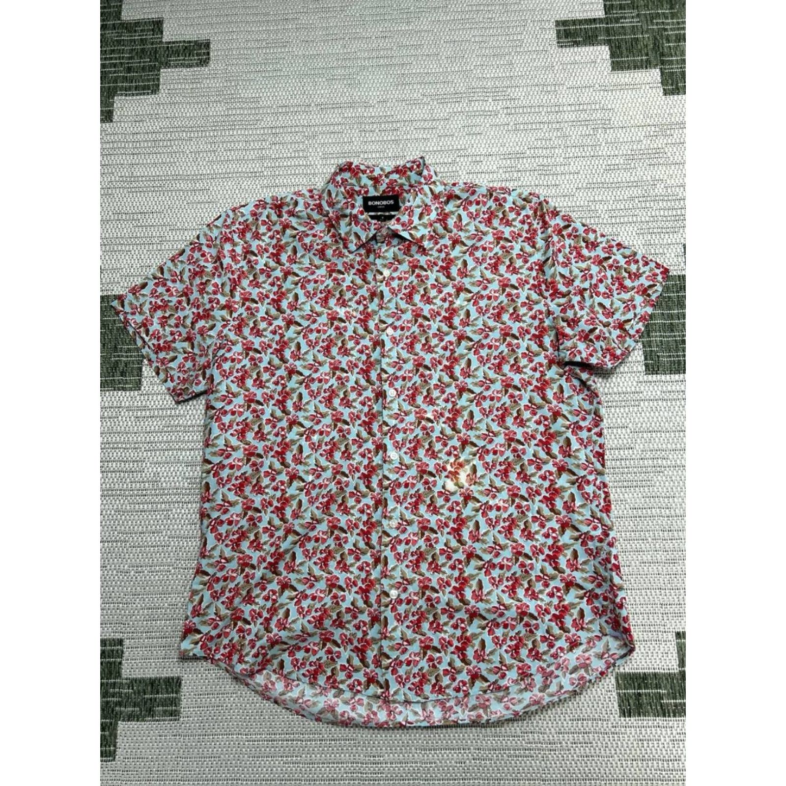 Bonobos Bonoboss Shirt Mens Large Multicolor Floral Slim Fit Cotton Stretch Button Up Size US L / EU 52-54 / 3 - 2 Thumbnail