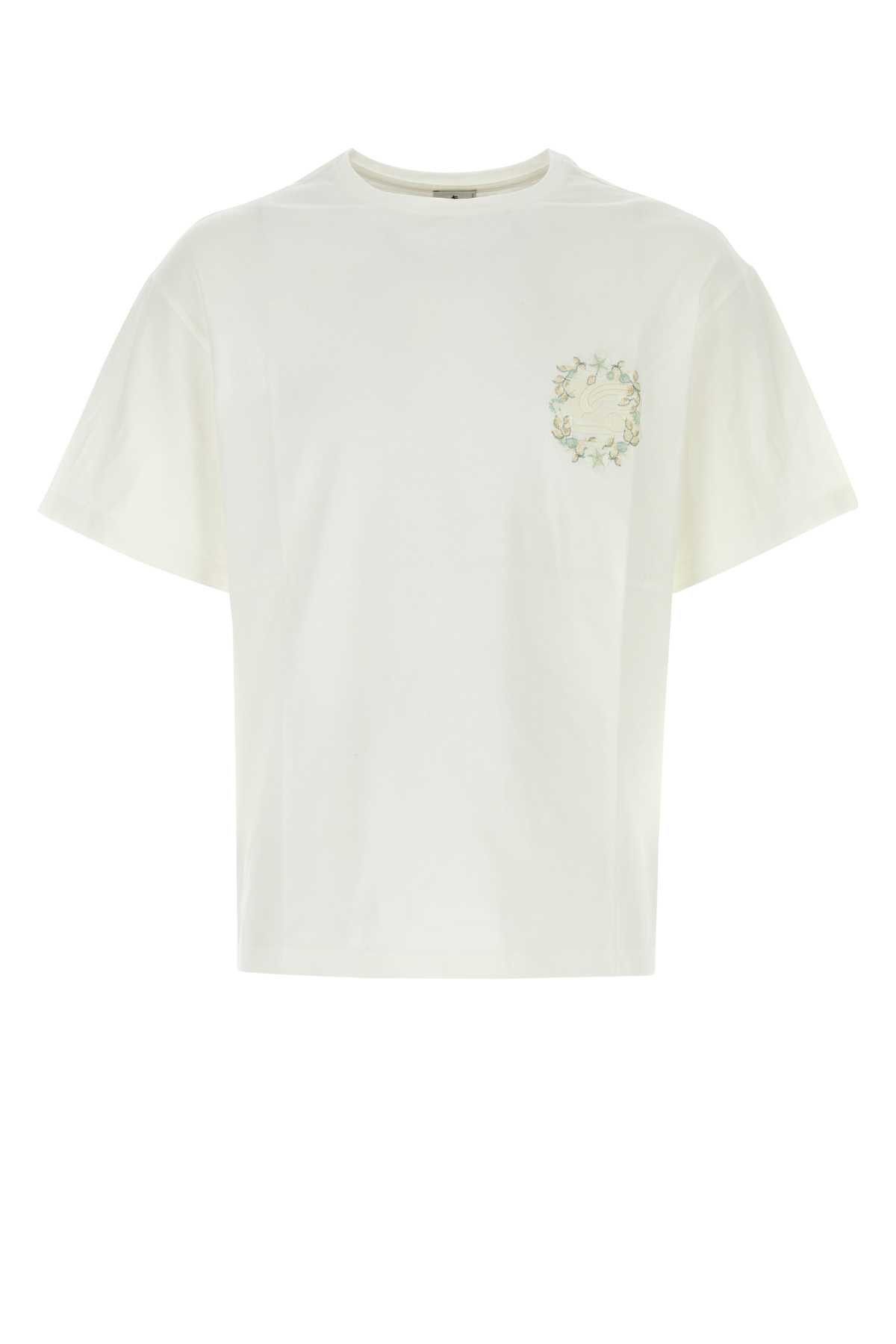 image of Etro White Cotton T-Shirt, Men's (Size Medium)