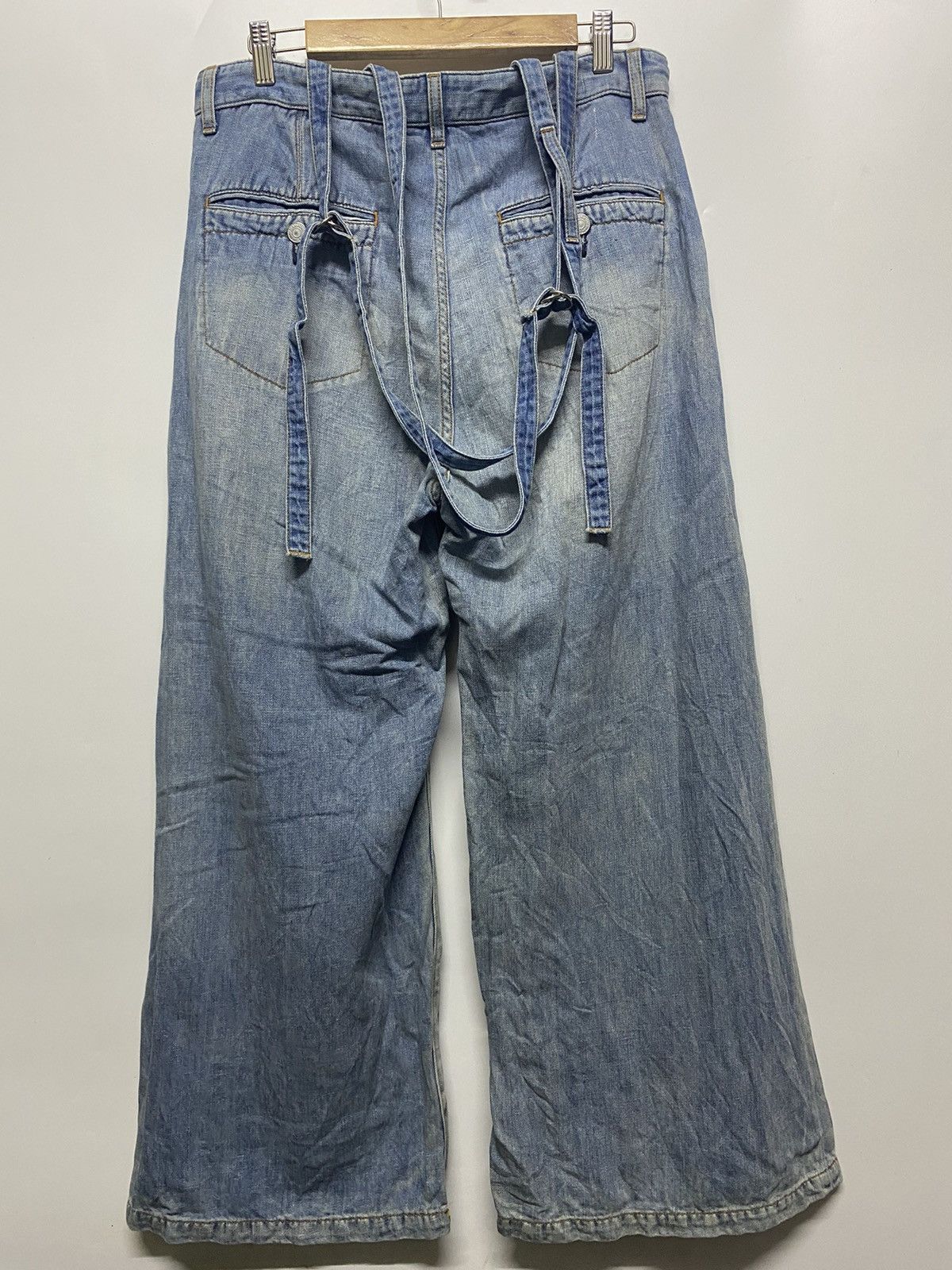 Hysteric Glamour × Japanese Brand RNA İnç. Jeans Distressed Overall Denim Wide Leg Loose Pants Size 32" / US 10 / IT 46 - 3 Thumbnail