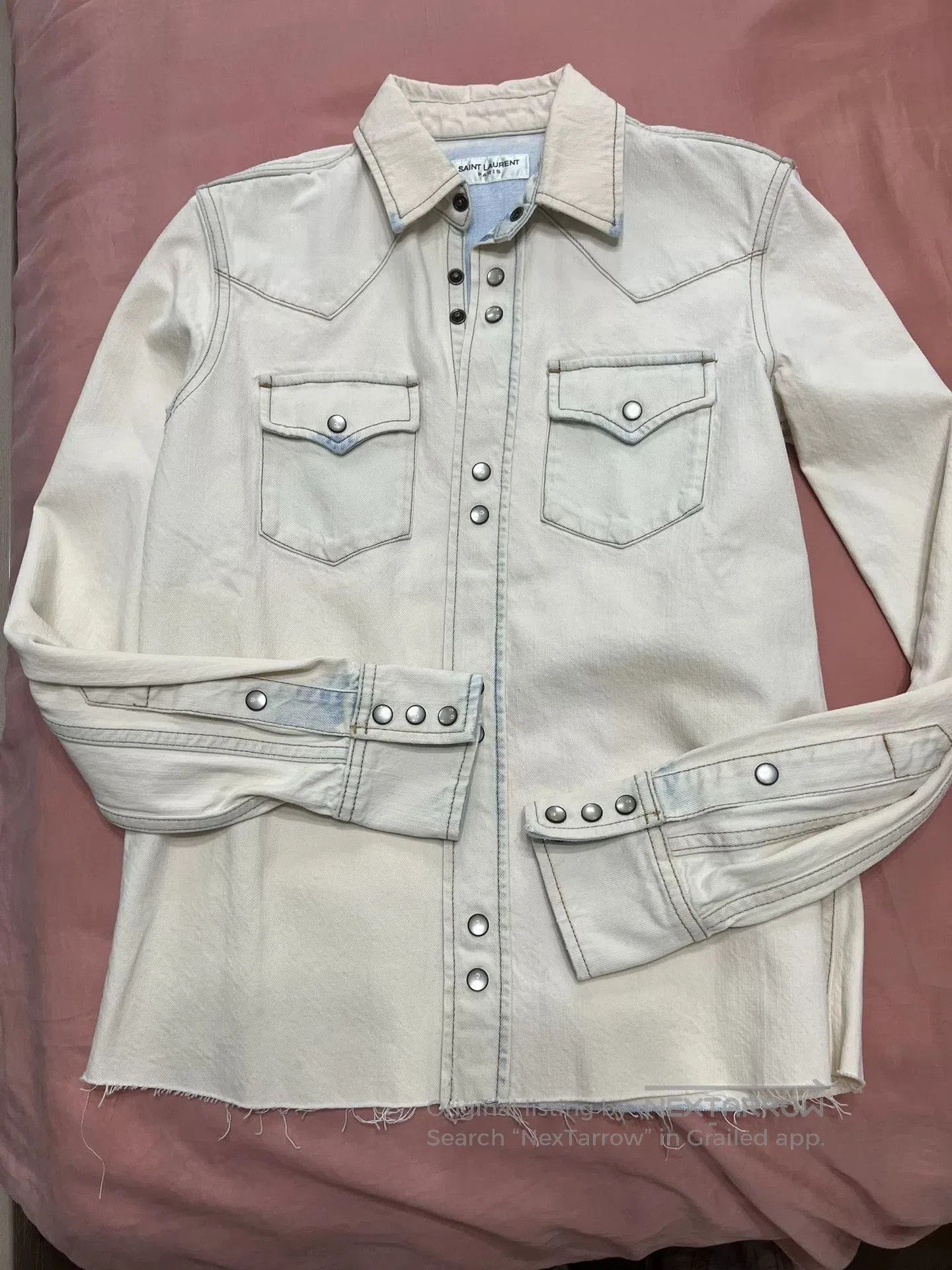 Saint Laurent Paris Saint Laurent White Denim Shirt. Size XS / US 0-2 / IT 36-38 - 3 Thumbnail