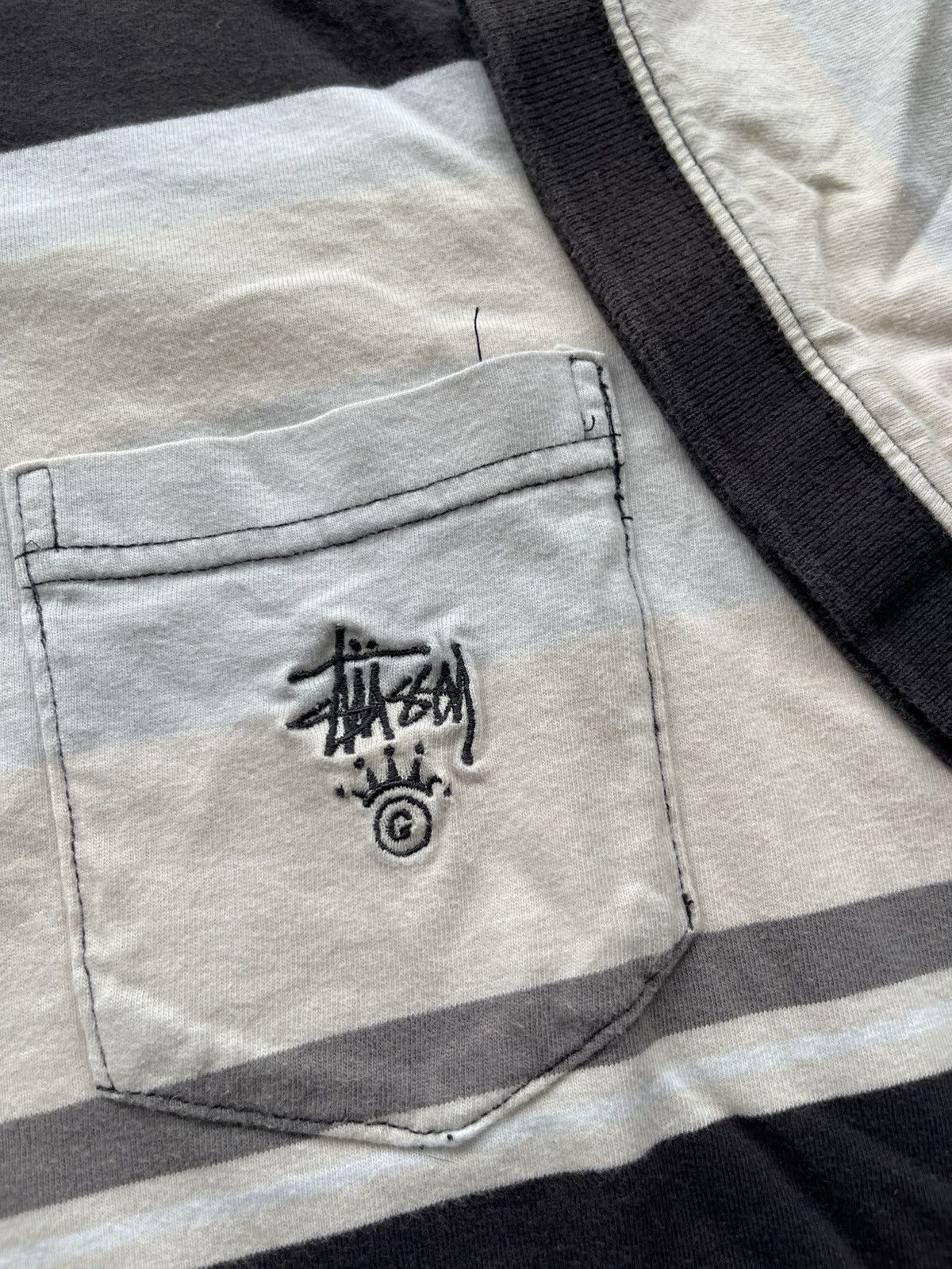 Stussy Vintage 00s Stussy Striped Polo Shirt Embroidered Crown Logo Size US XL / EU 56 / 4 - 5 Thumbnail