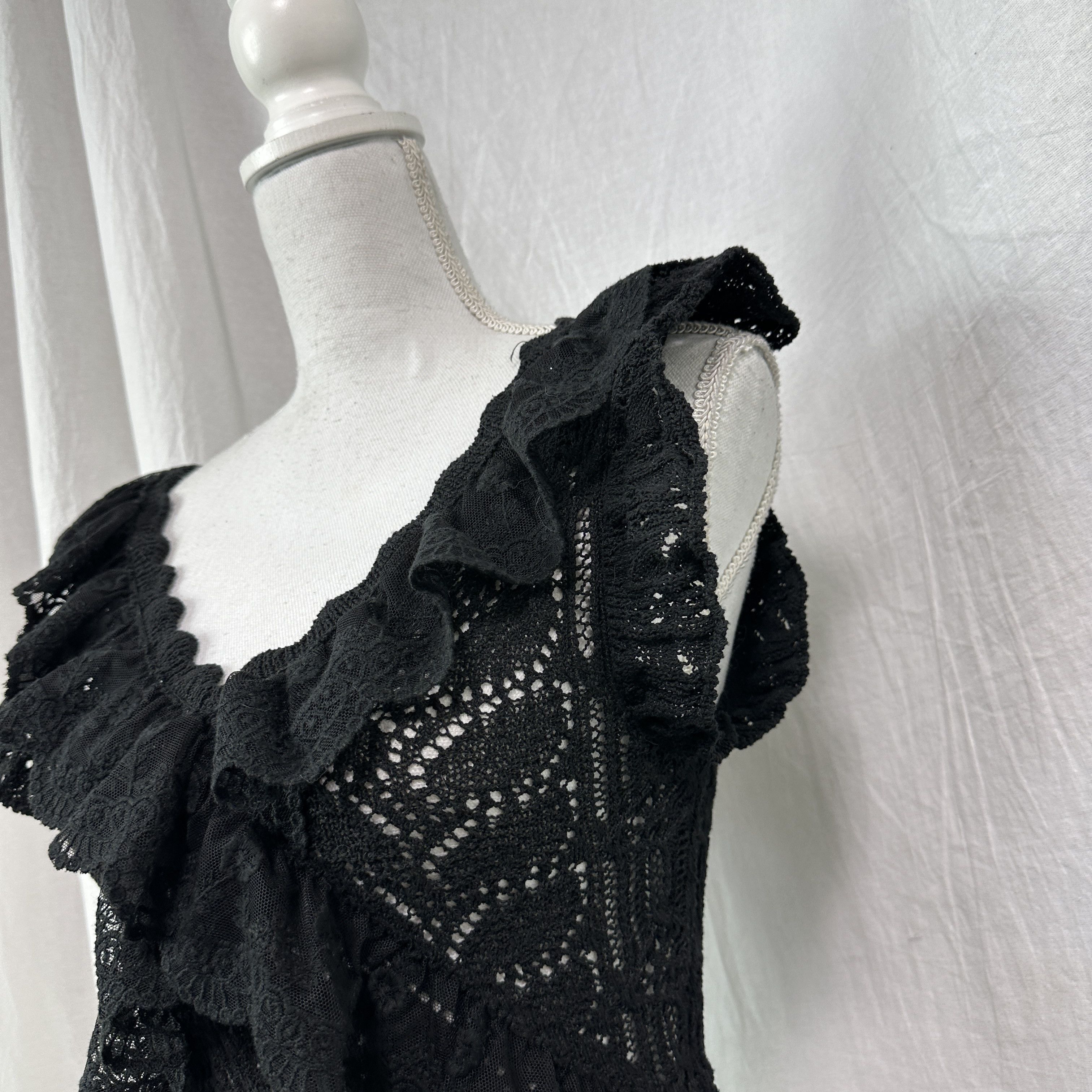 Vintage Vintage Avant Garde Grunge Opium Crochet Top Y2K Size S / US 4 / IT 40 - 4 Thumbnail