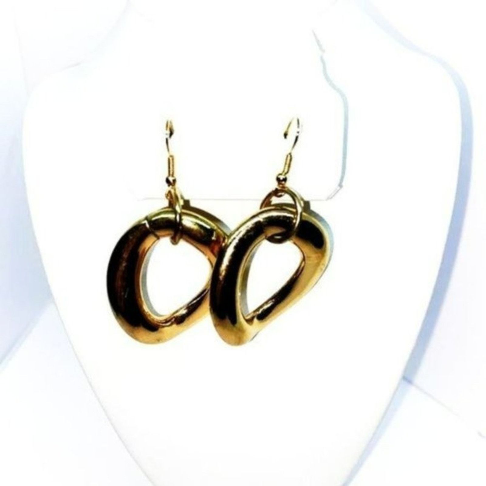 Handmade Gold-Tone Round Circle Dangle Earrings Size ONE SIZE - 1 Thumbnail