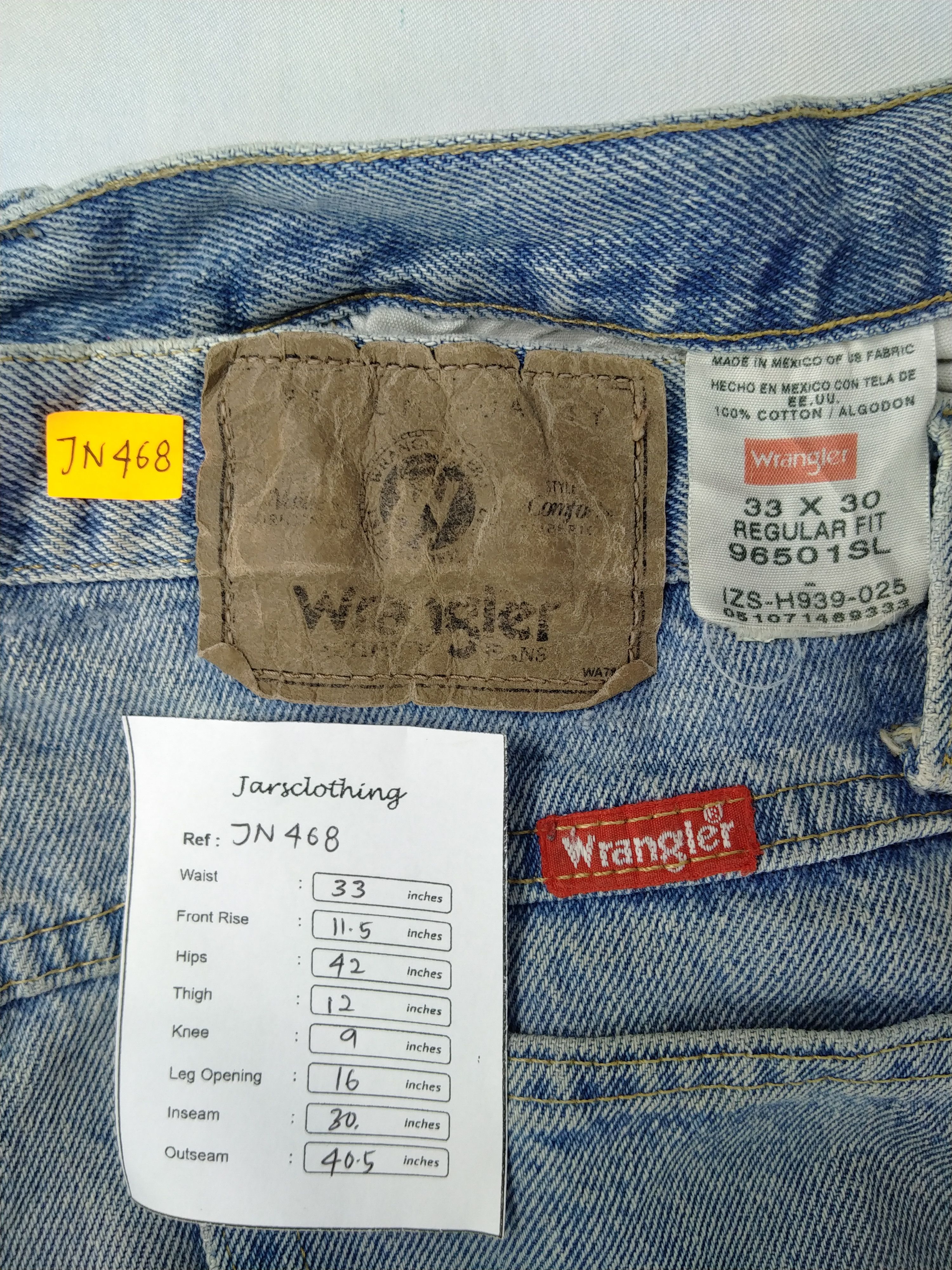 Japanese Brand Vintage Light Wash Wrangler Denim 33x30 -JN468 Size US 33 - 8 Thumbnail