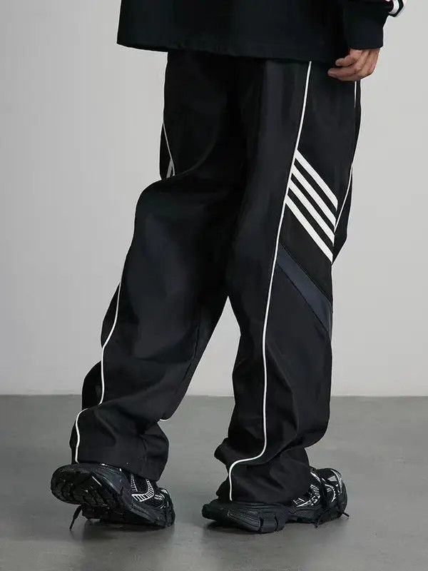 Japanese Brand Retro side striped casual straight sports trousers Size US 32 / EU 48 - 2 Thumbnail